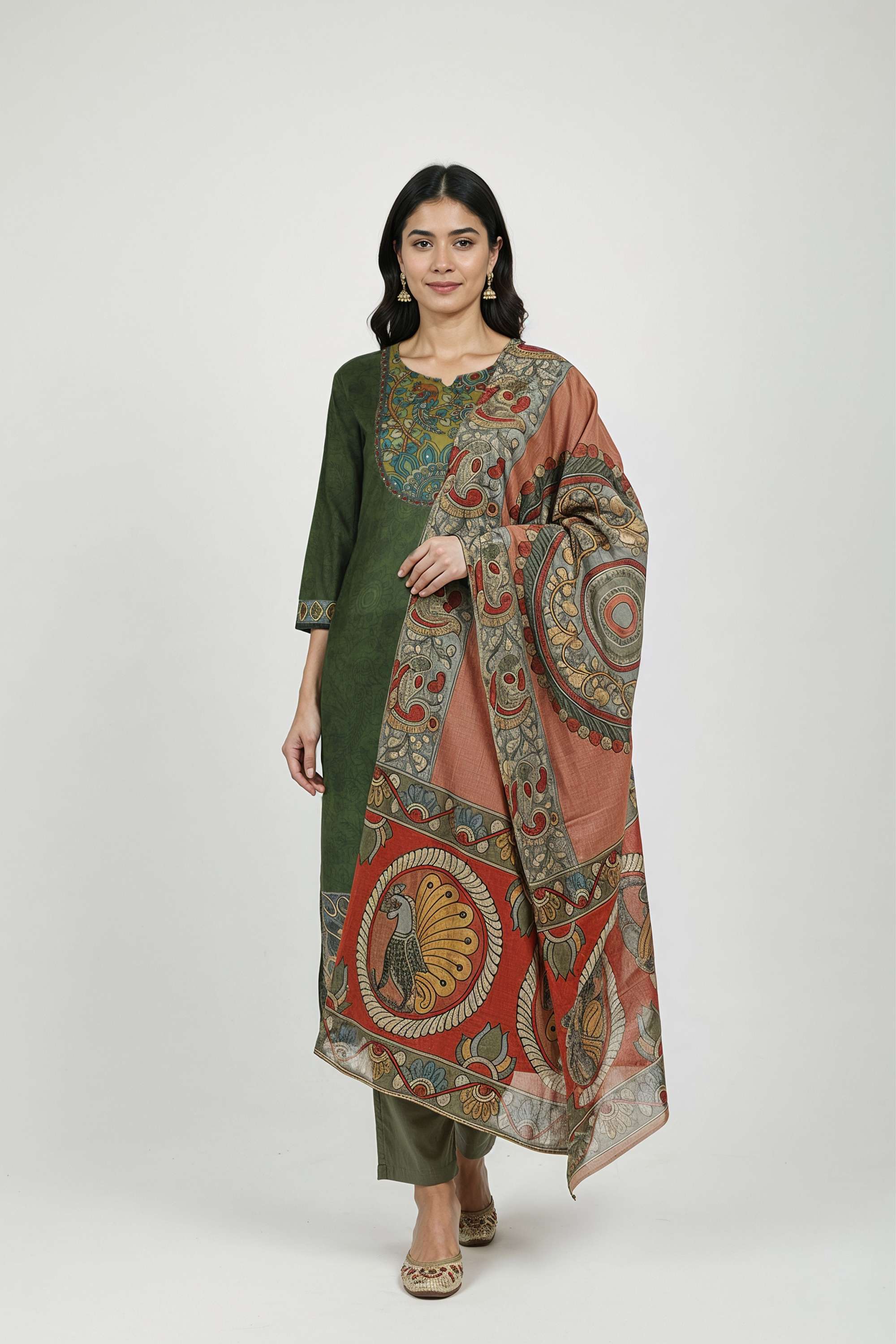 Printed-Cotton-Round-Neck-Women-s-Casual-Wear-Kurta