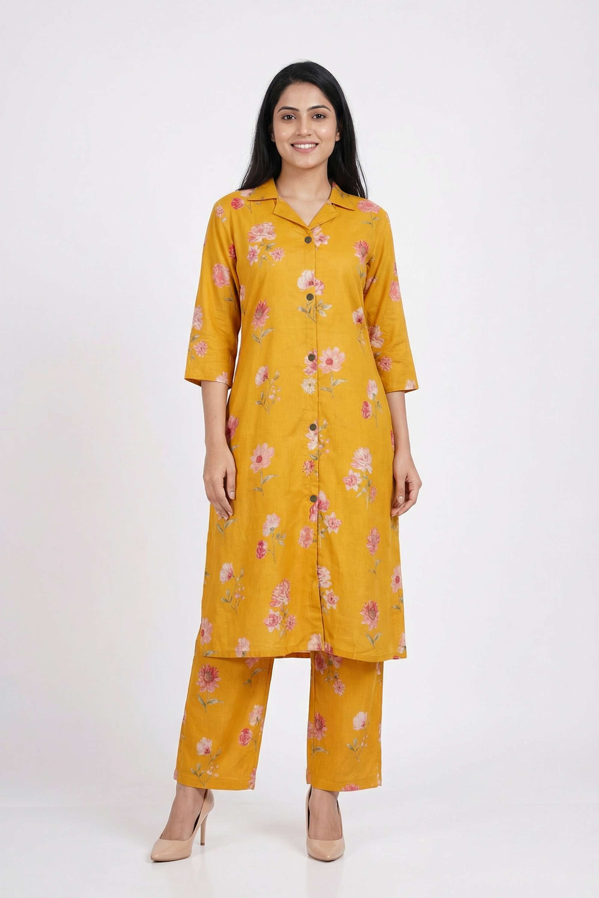 Floral-Collared-Cotton-Women-s-Co-Ord-Set