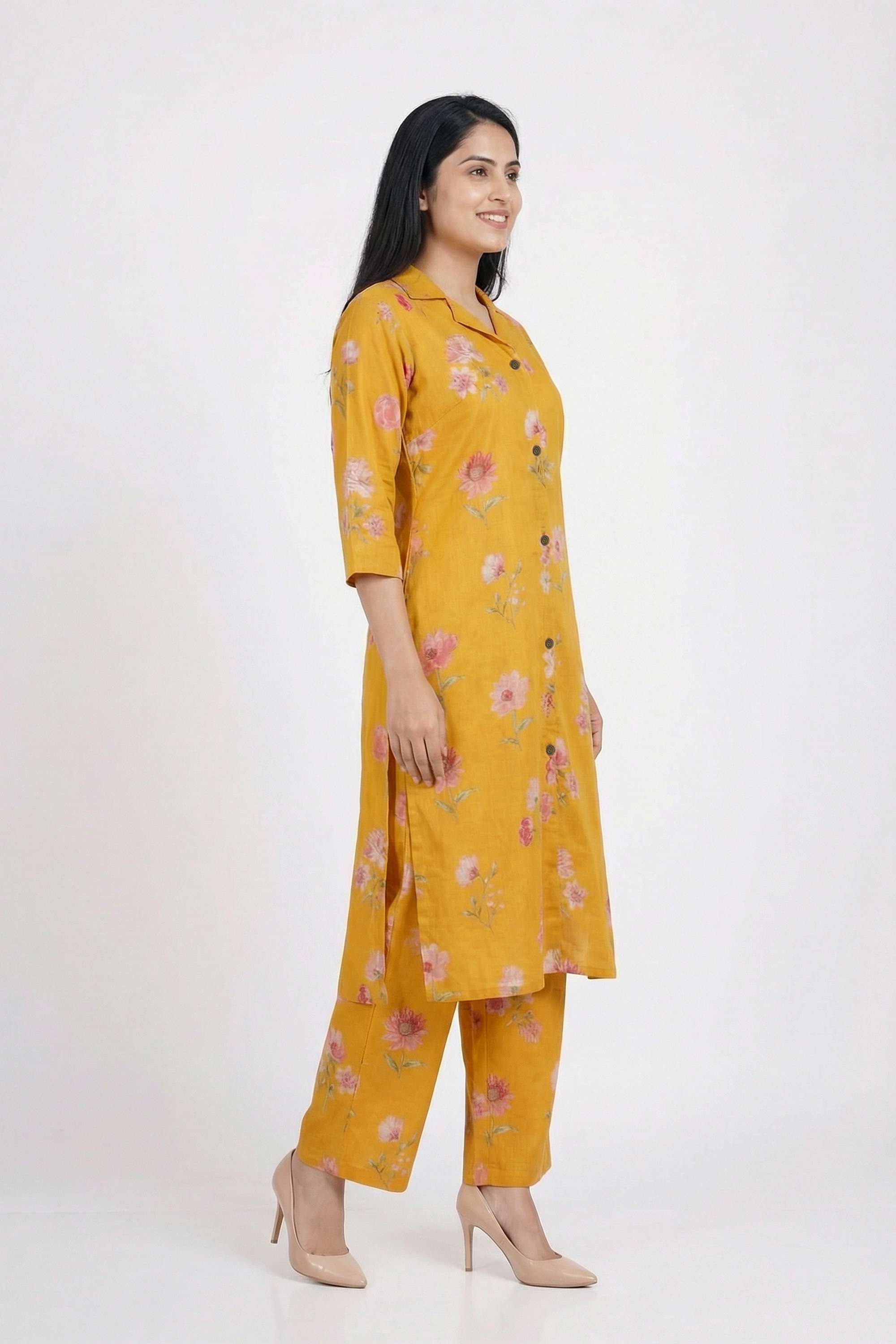 Floral-Collared-Cotton-Women-s-Co-Ord-Set