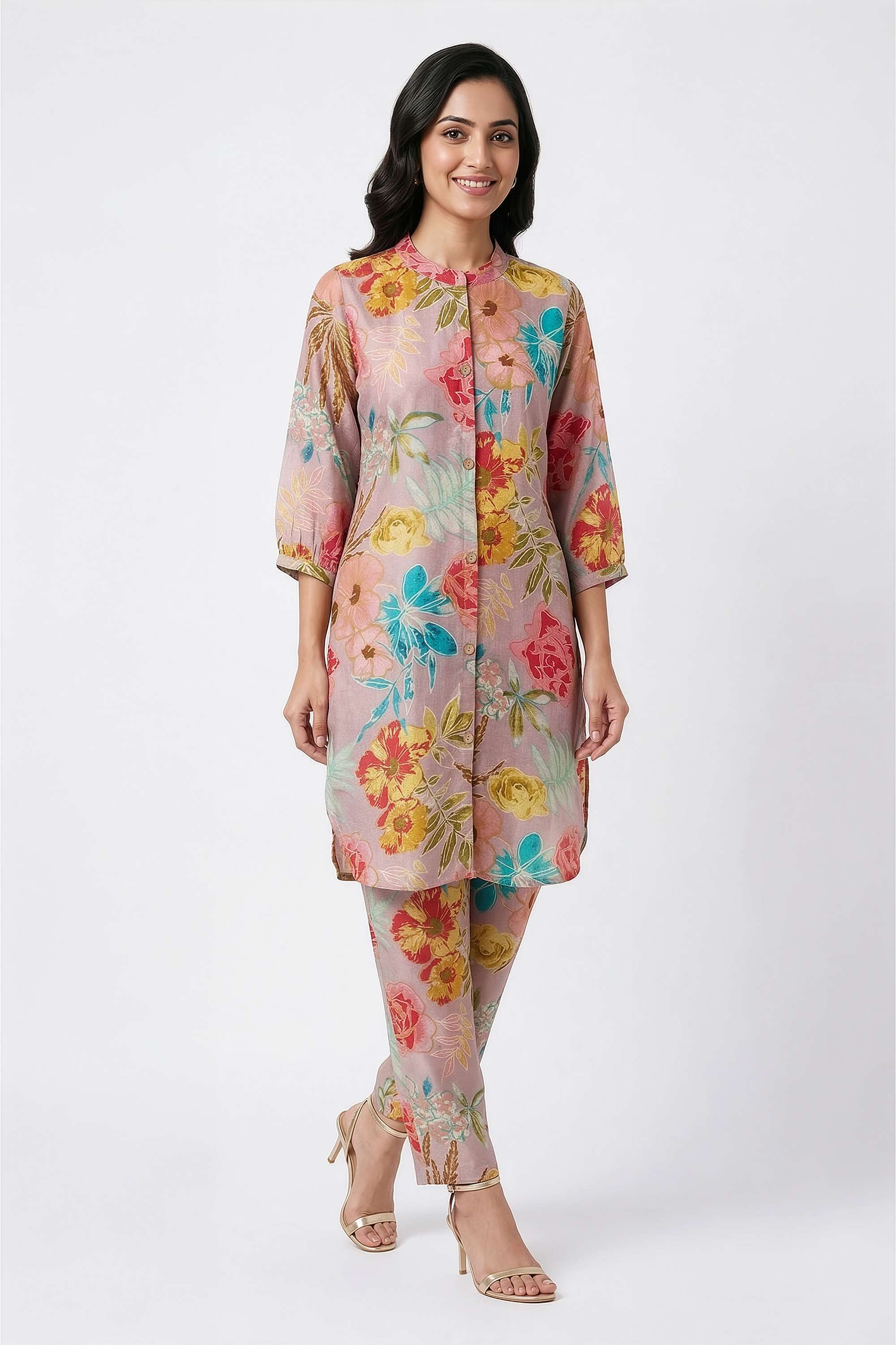 Floral-Round-Neck-Cotton-Women-s-Kurta-And-Pants