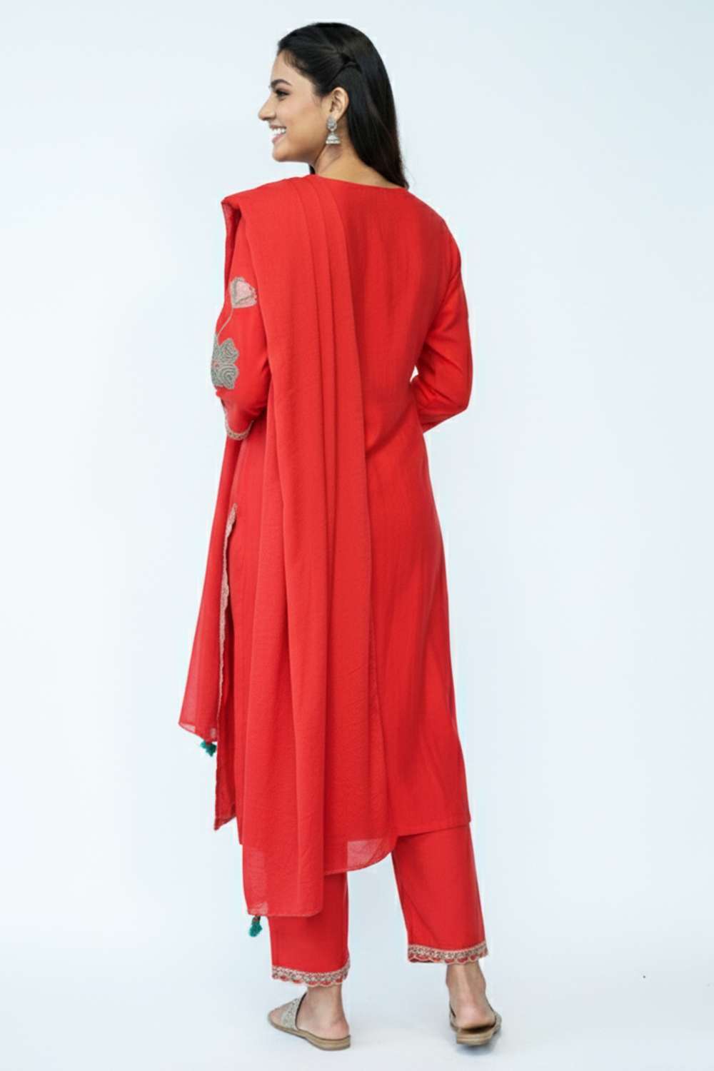 Textured-Cotton-Blend-Women-s-Festive-Wear-Kurta-Set