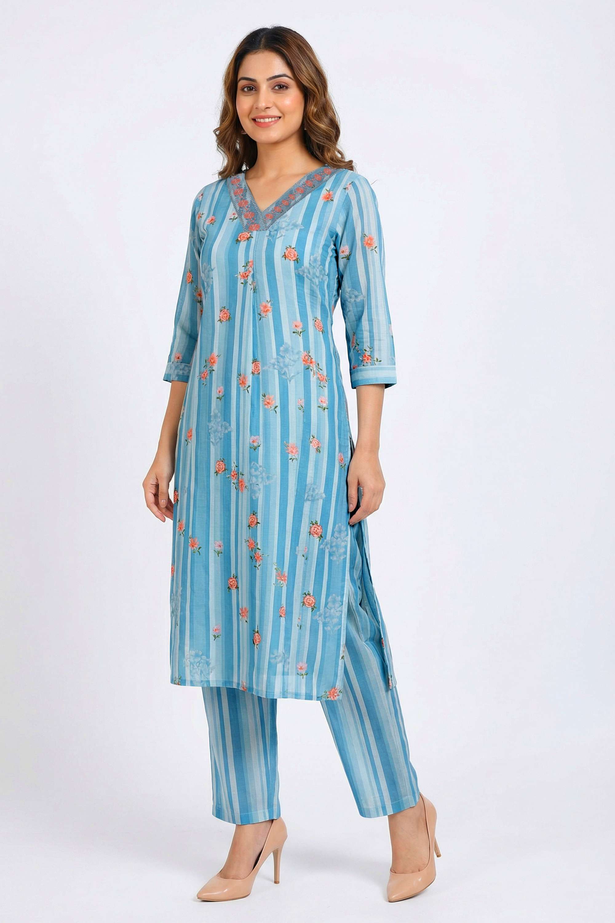 Textured-Cotton-Women-s-Festive-Wear-Kurta-Set