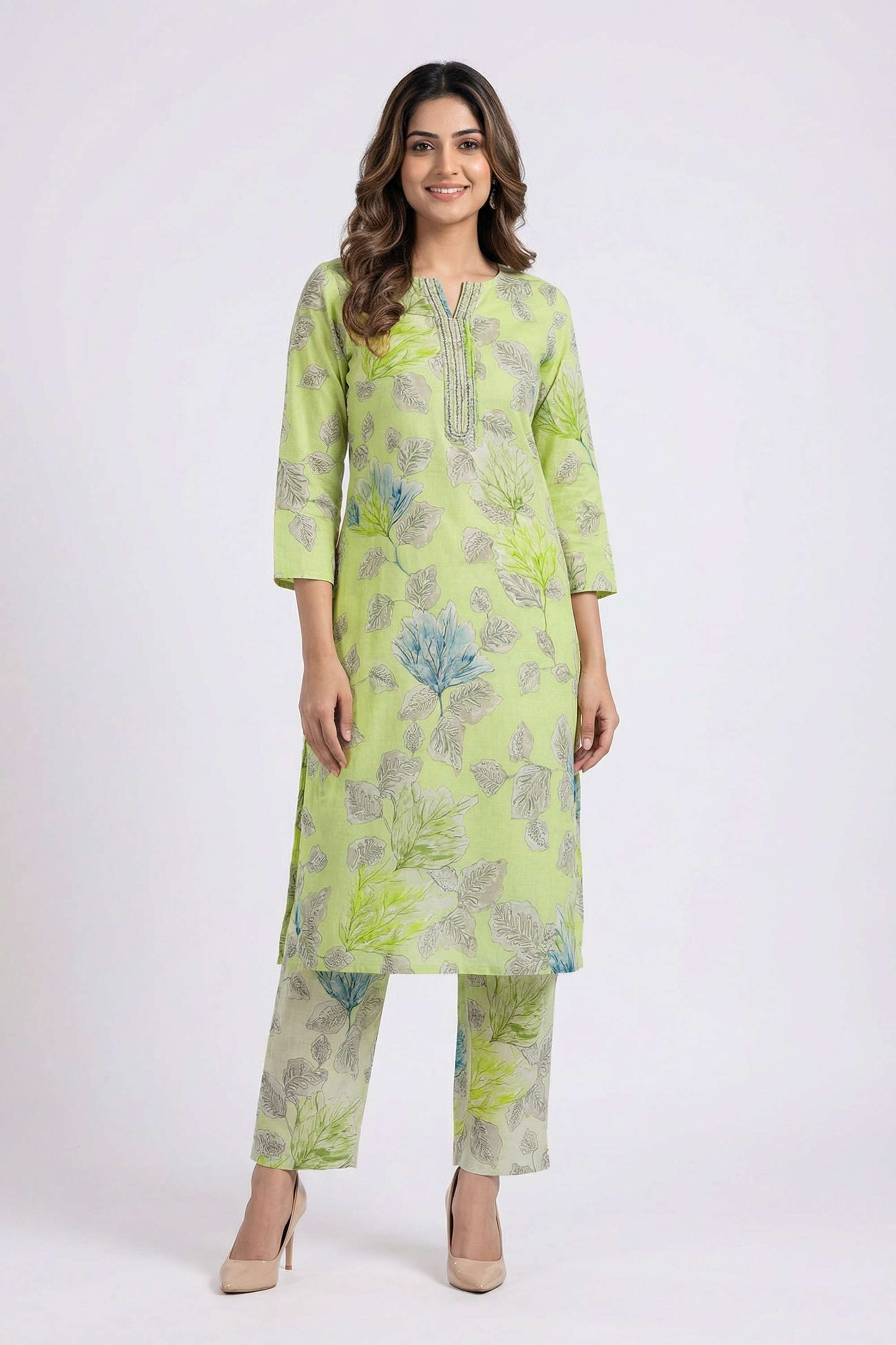 Floral-Y-Neck-Cotton-Women-s-Co-Ord-Set