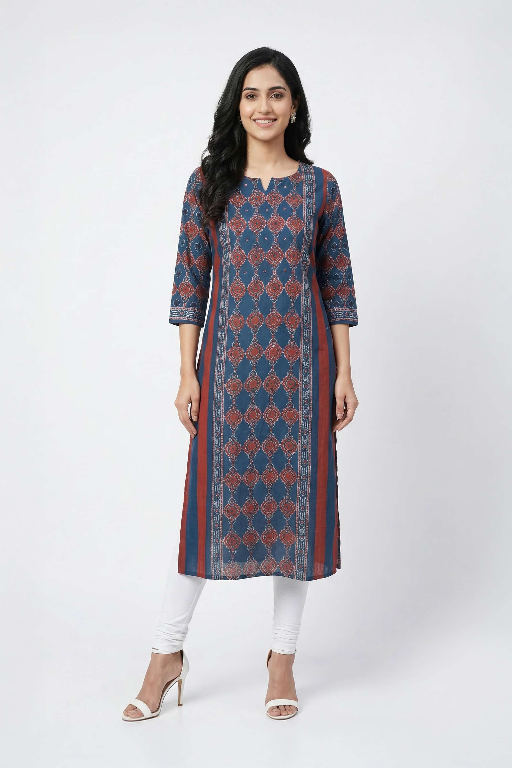 Printed-Cotton-Round-Neck-Women-Kurta