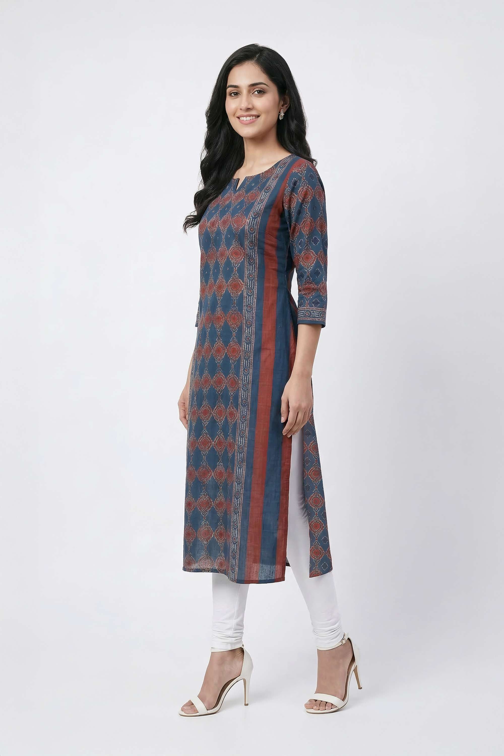 Printed-Cotton-Round-Neck-Women-Kurta