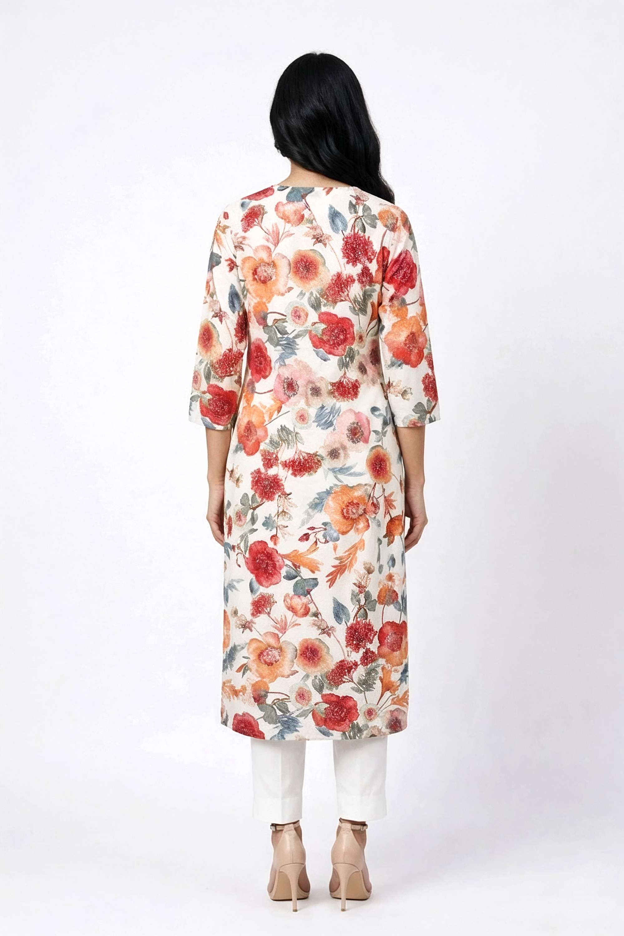 Floral-Cotton-Round-Neck-Women-Kurta