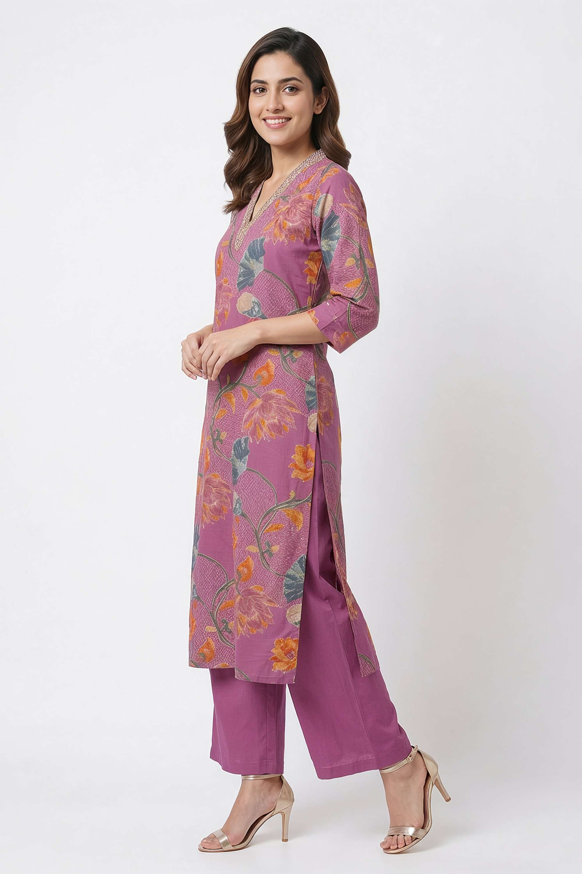 Floral-Straight-Fit-Cotton-Blend-Women-s-Casual-Wear-Pants