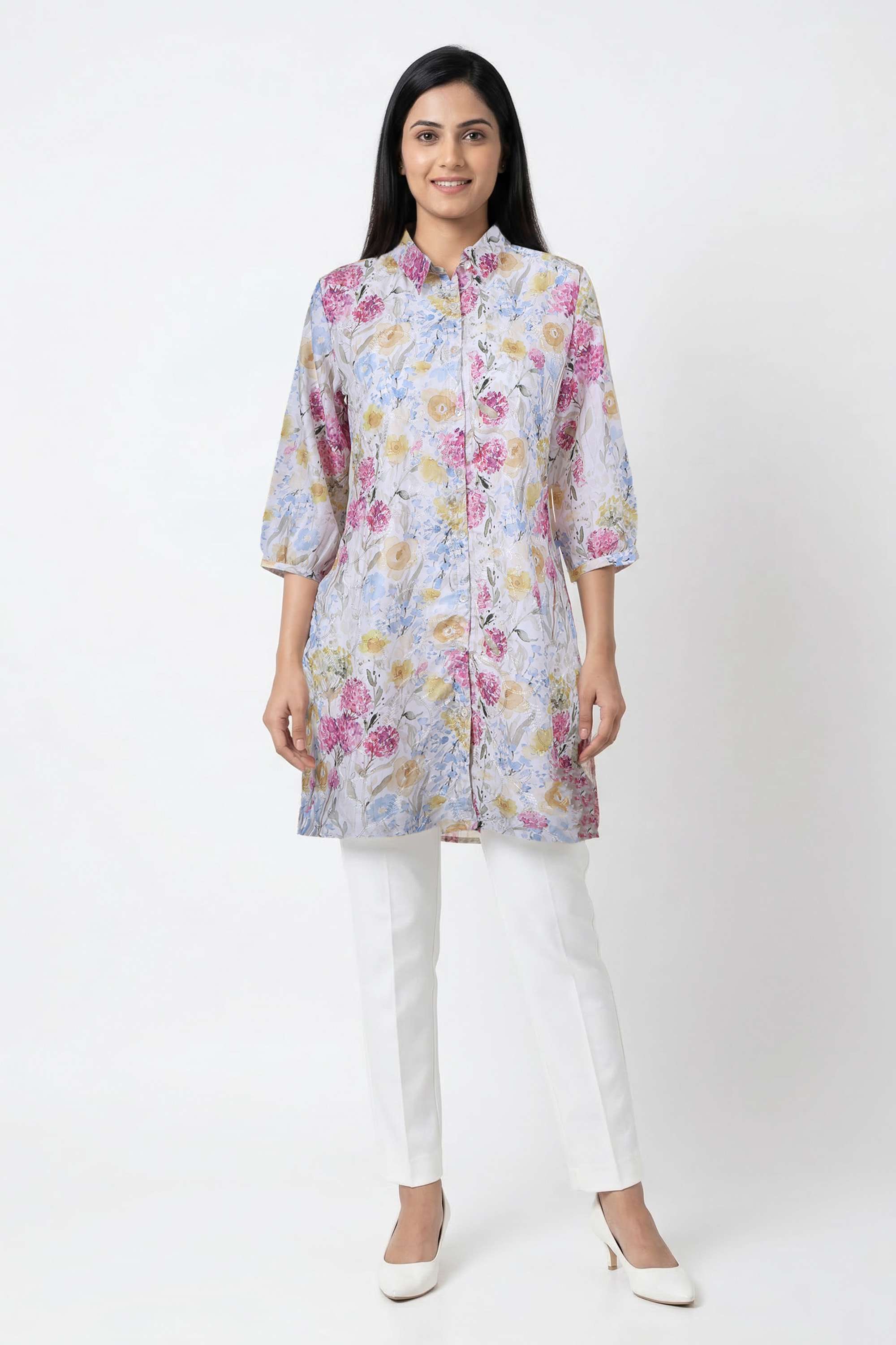 Floral-Cotton-Collared-Women-Kurta