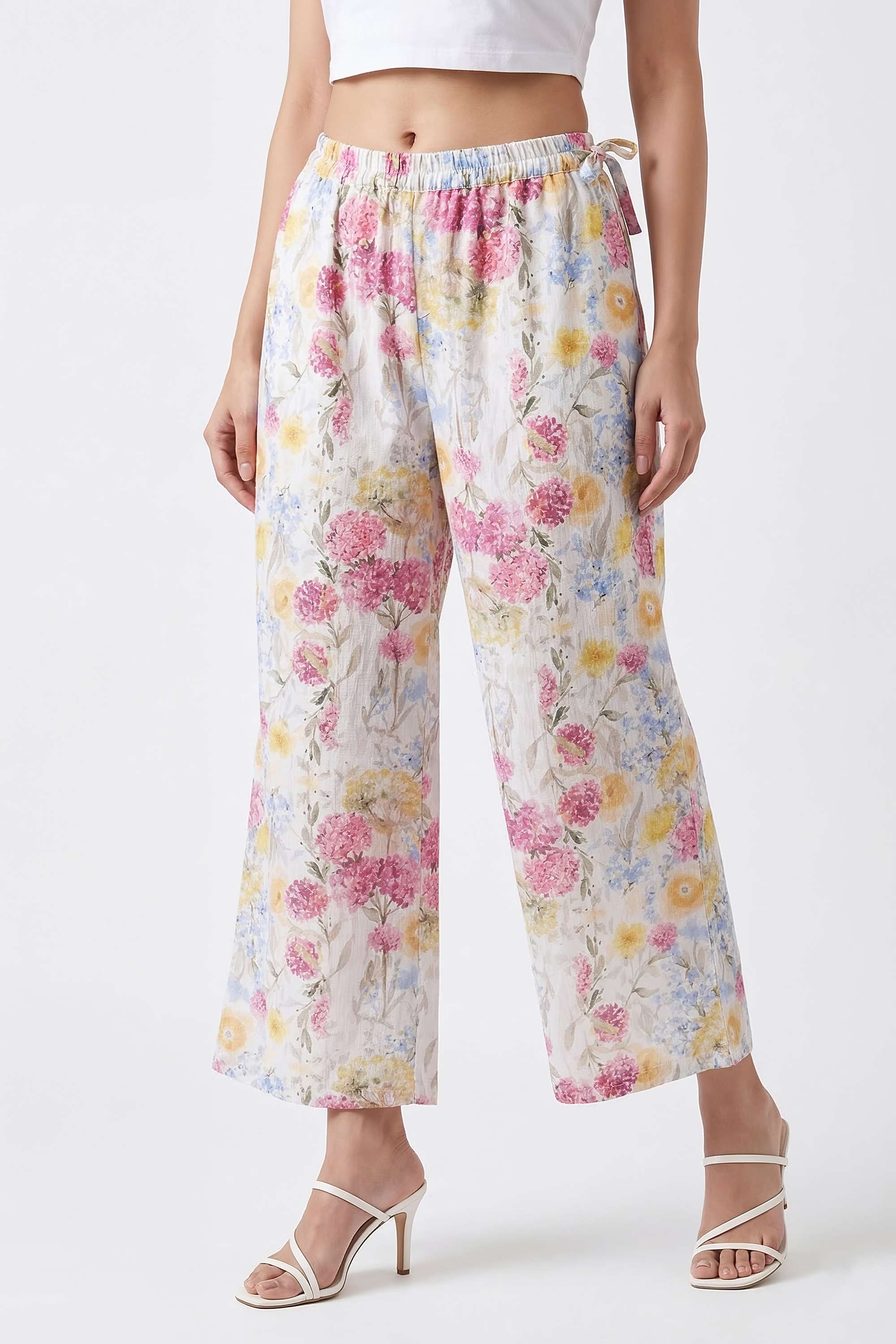 Floral-Straight-Fit-Cotton-Women-s-Casual-Wear-Pants