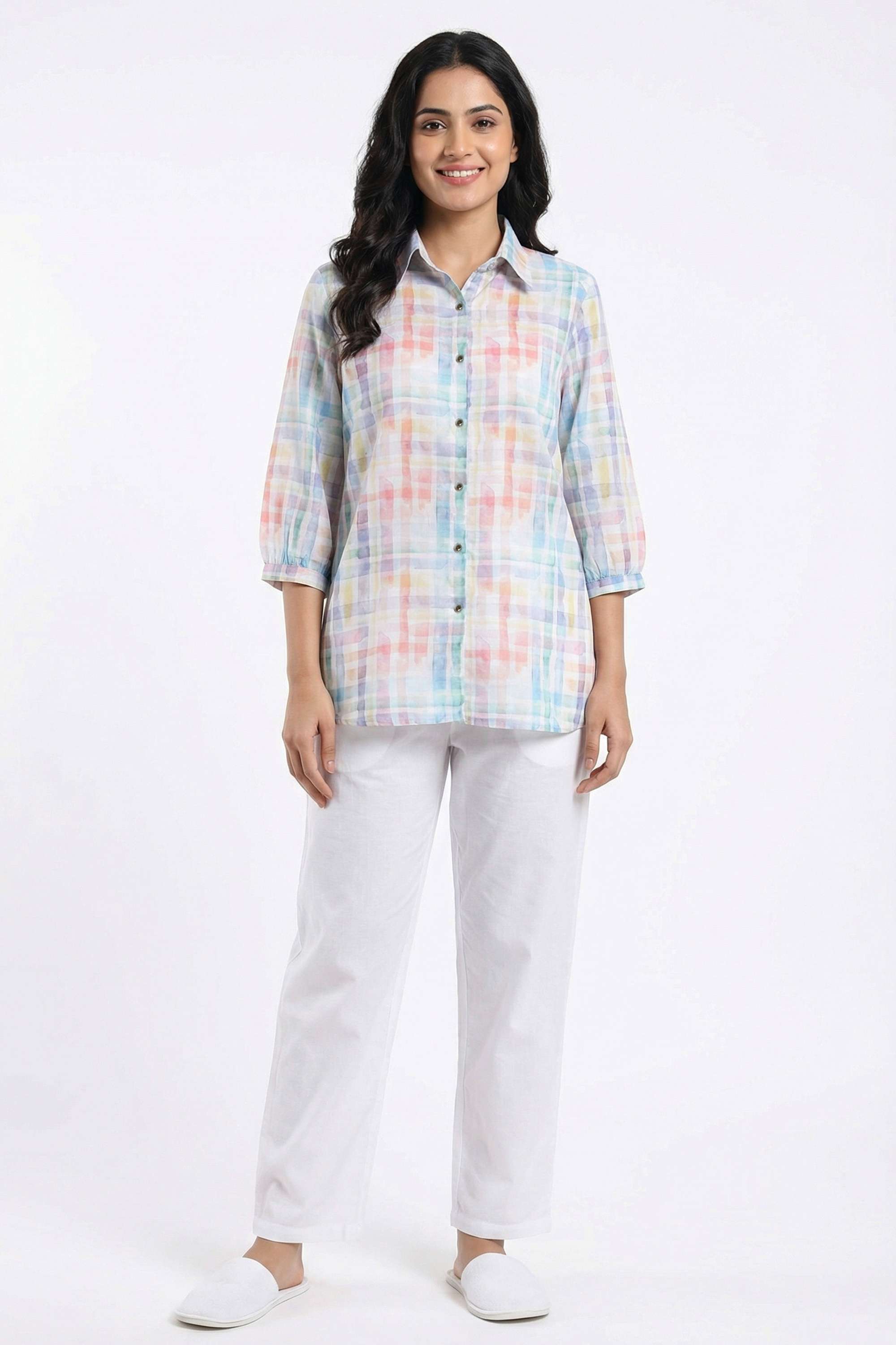 Checks-Cotton-Collared-Women-Shirt