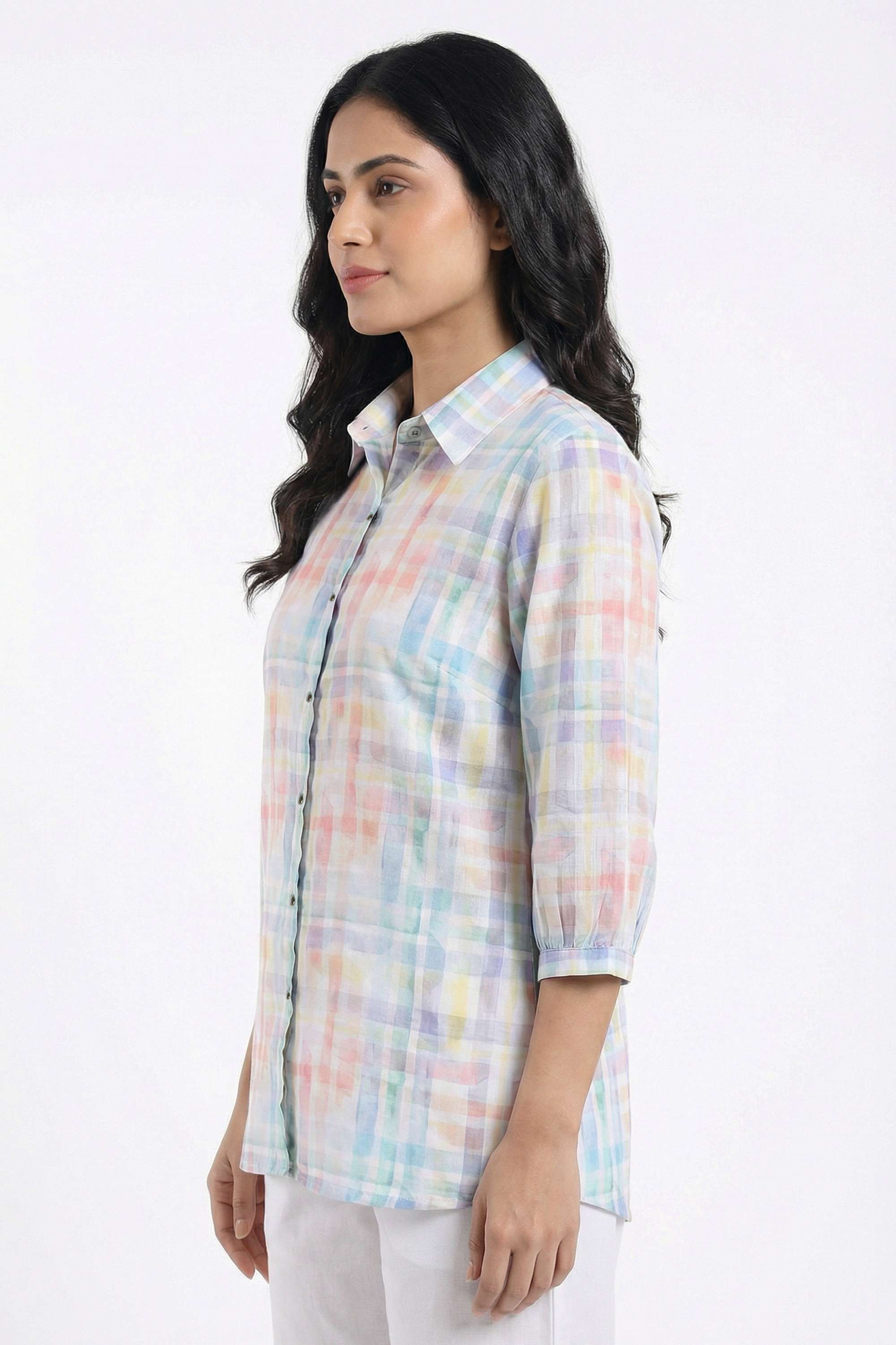 Checks-Cotton-Collared-Women-Shirt