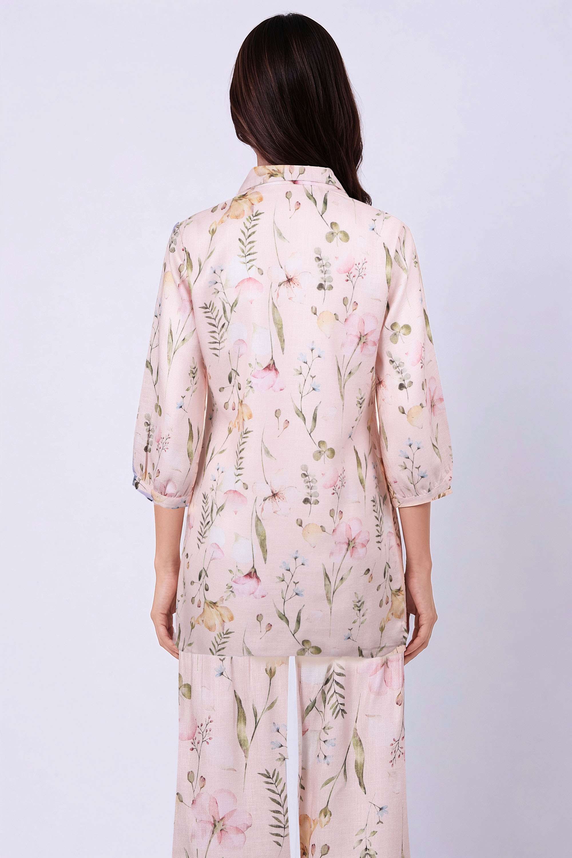 Floral-Blended-Fabric-Collared-Women-Shirt