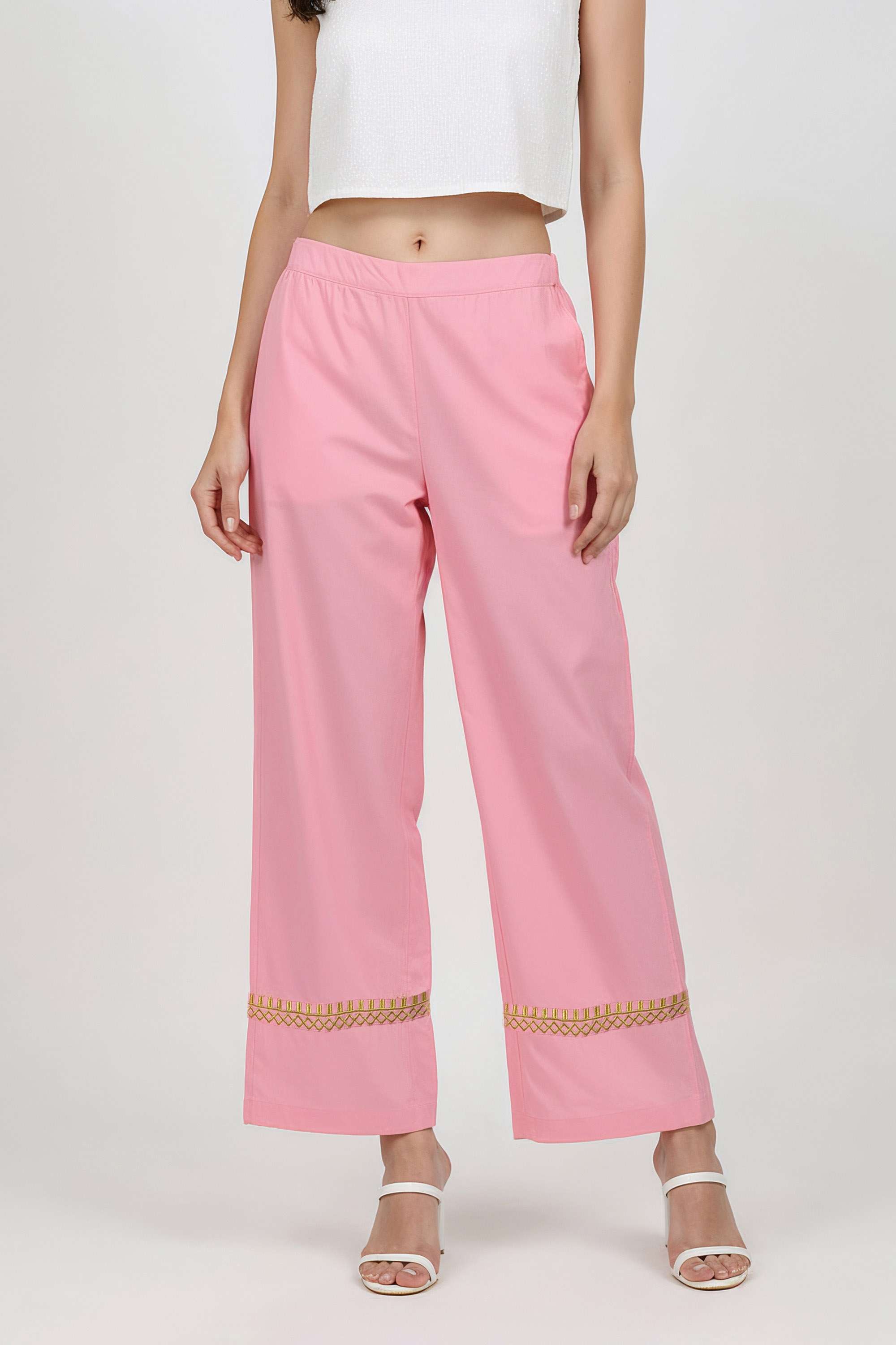 Floral-Straight-Fit-Cotton-Women-s-Casual-Wear-Pants
