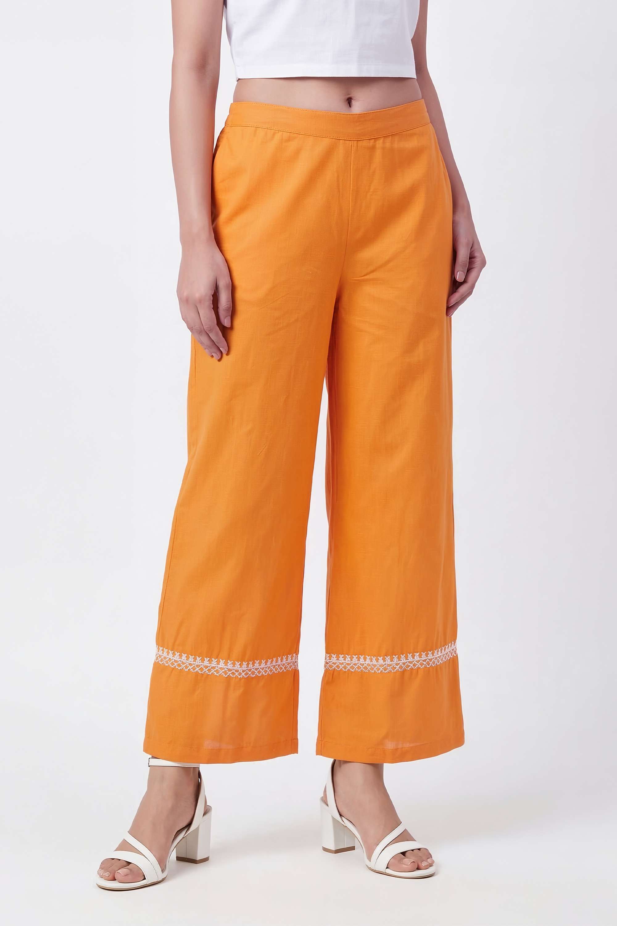 Solid-Straight-Fit-Cotton-Women-s-Casual-Wear-Pants