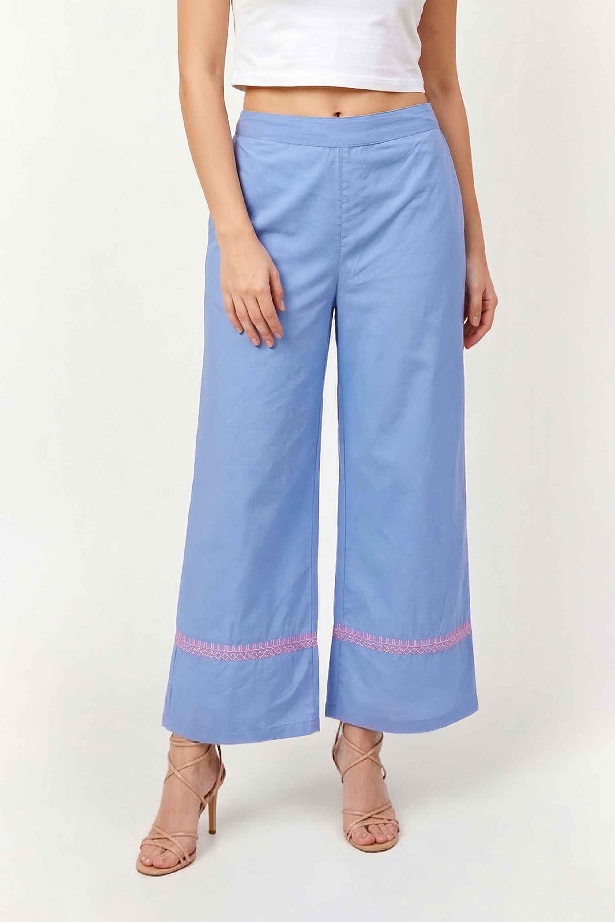 Embroidered-Straight-Fit-Cotton-Women-s-Casual-Wear-Pants