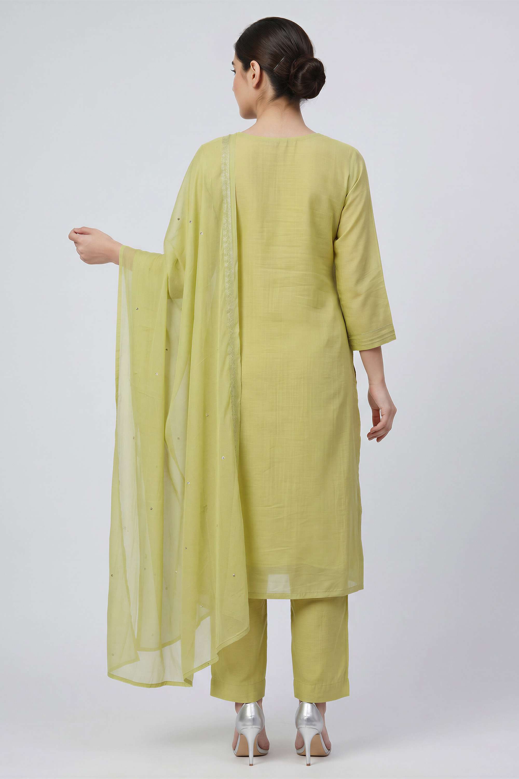 Solid-Cotton-Y-Neck-Women-s-Casual-Wear-Kurta-Set