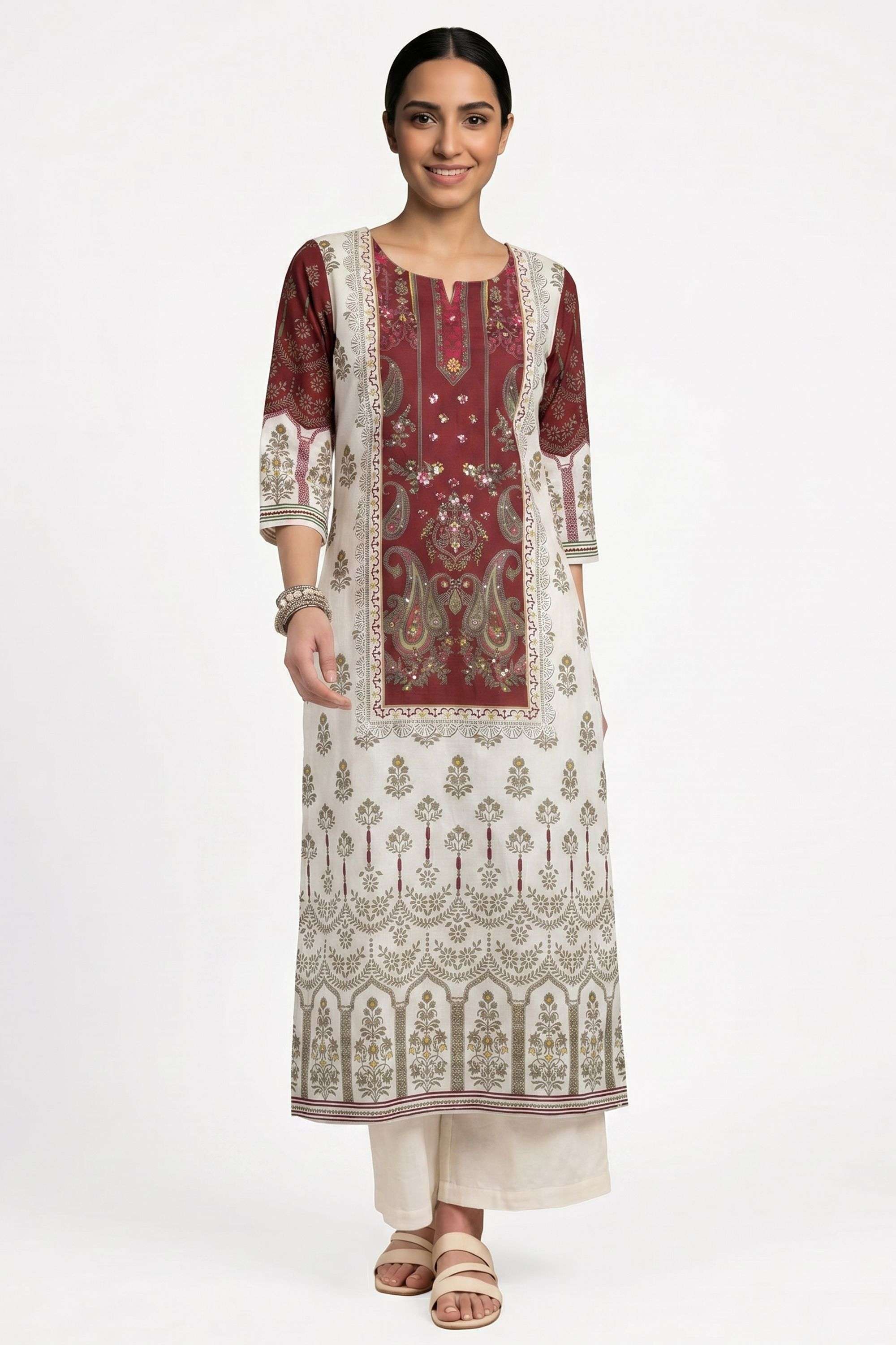 Printed-Cotton-Round-Neck-Women-Kurta