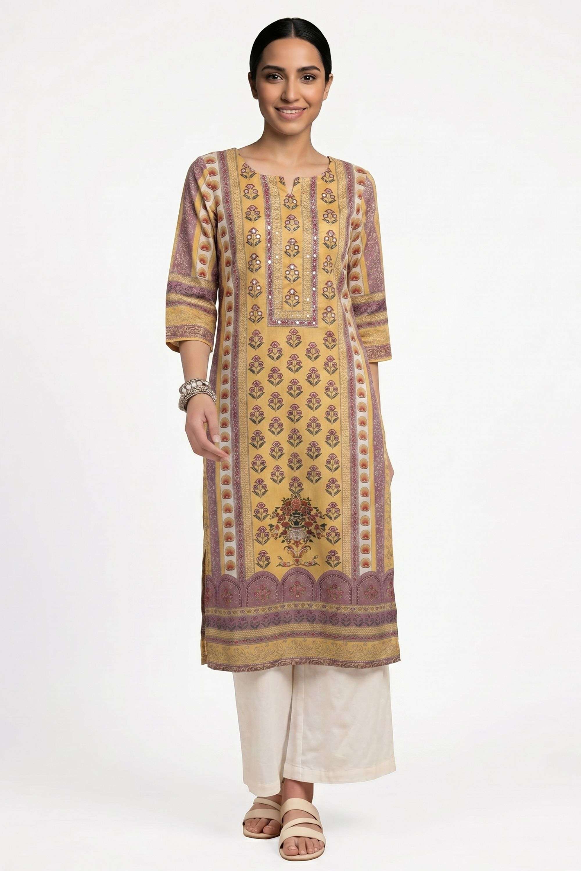 Printed-Cotton-Round-Neck-Women-Kurta