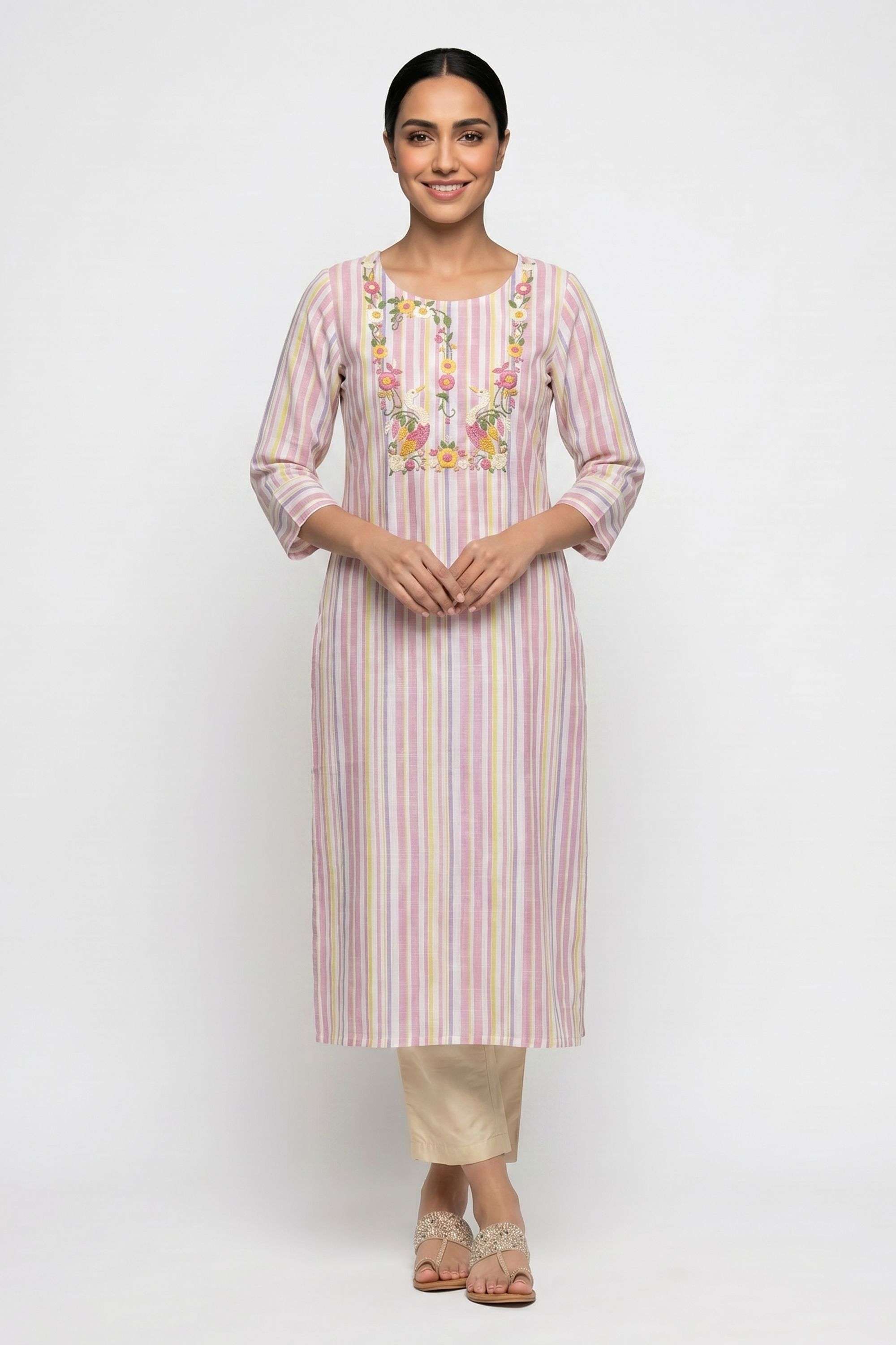 Printed-Cotton-Round-Neck-Women-Kurta
