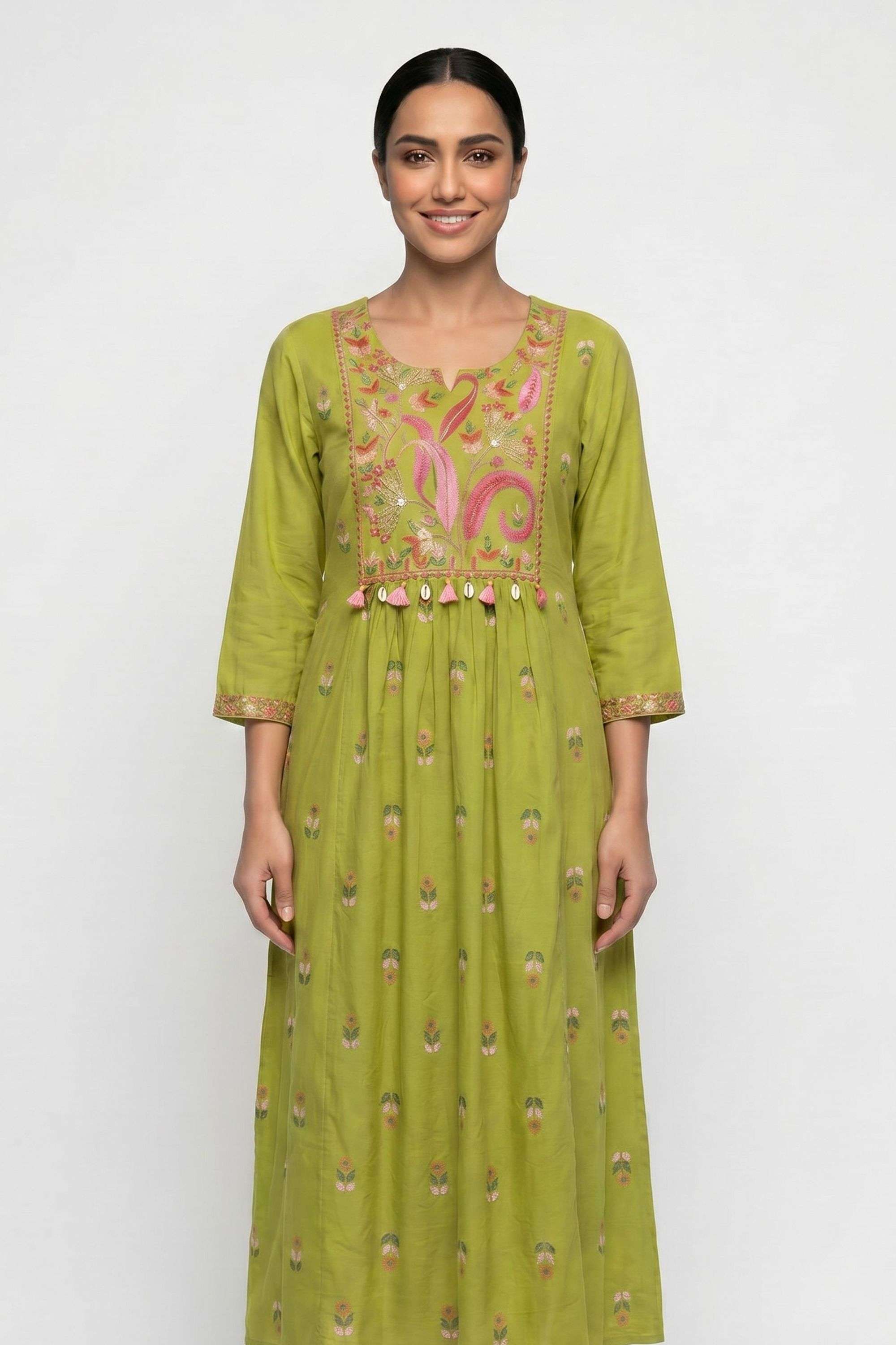 Embroidered-Cotton-Round-Neck-Women-Kurta