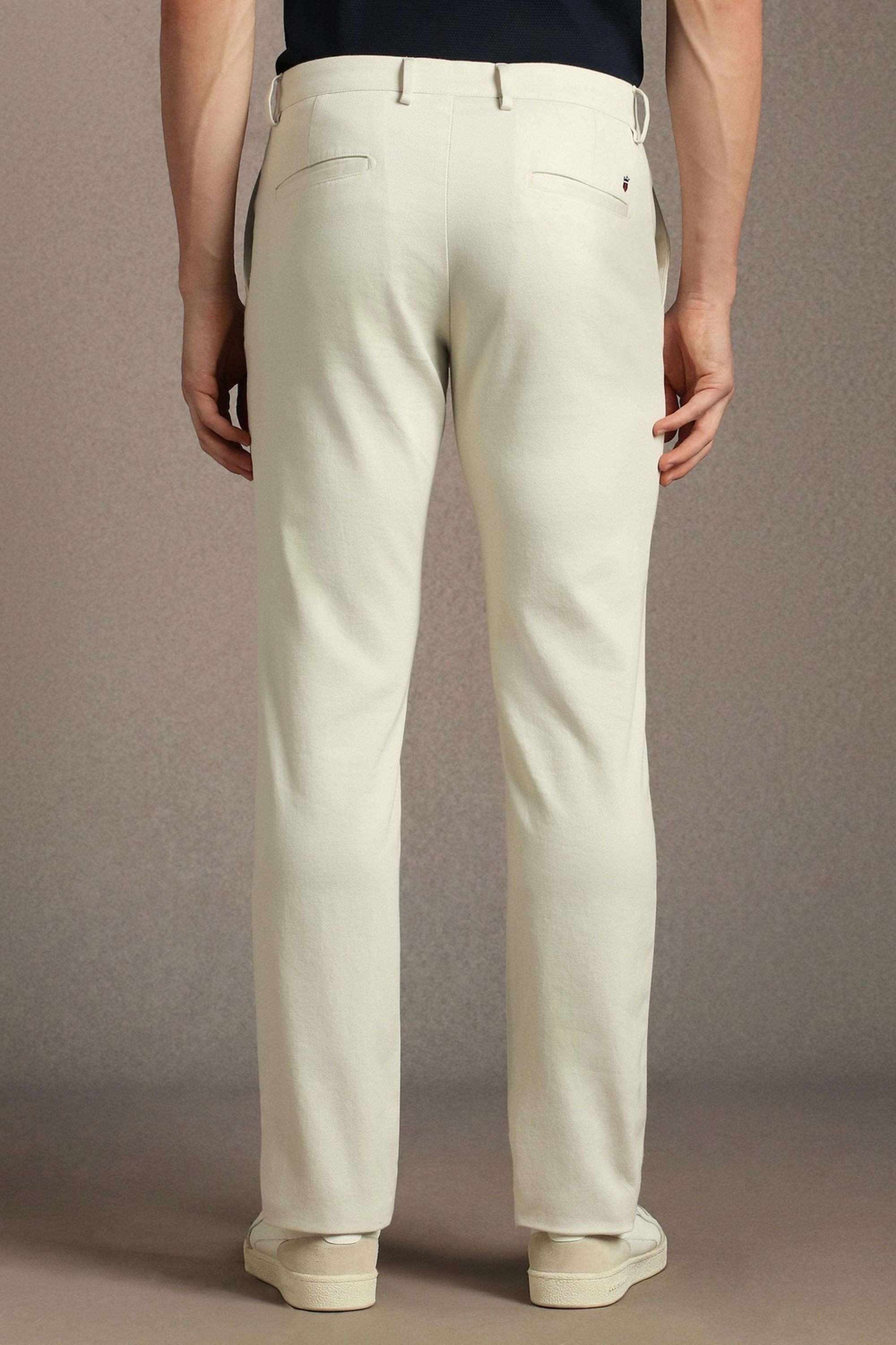 Solid-Cotton-Blend-Tapered-Fit-Men-s-Casual-Trousers