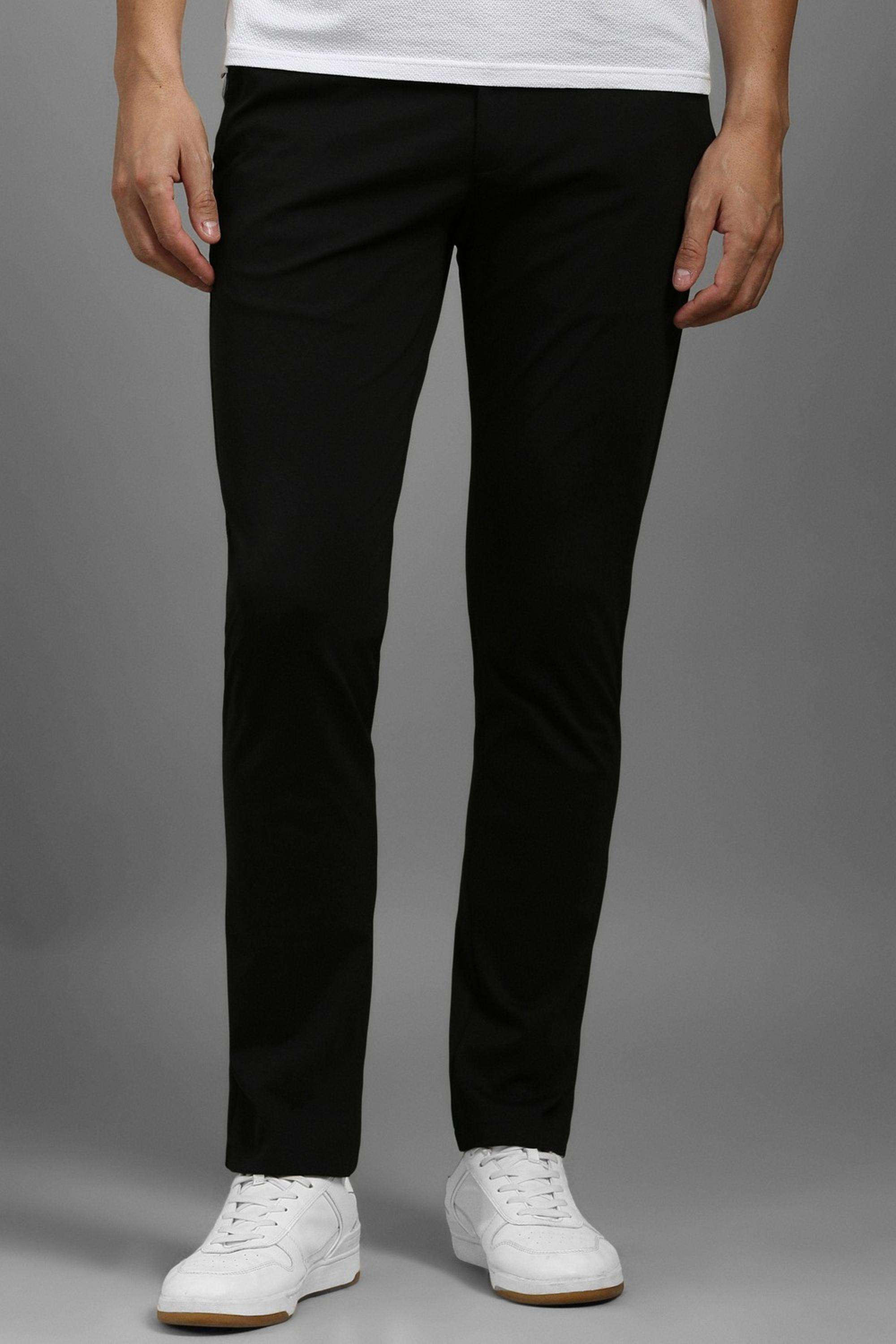 Solid-Cotton-Nylon-Tapered-Fit-Men-s-Casual-Trousers