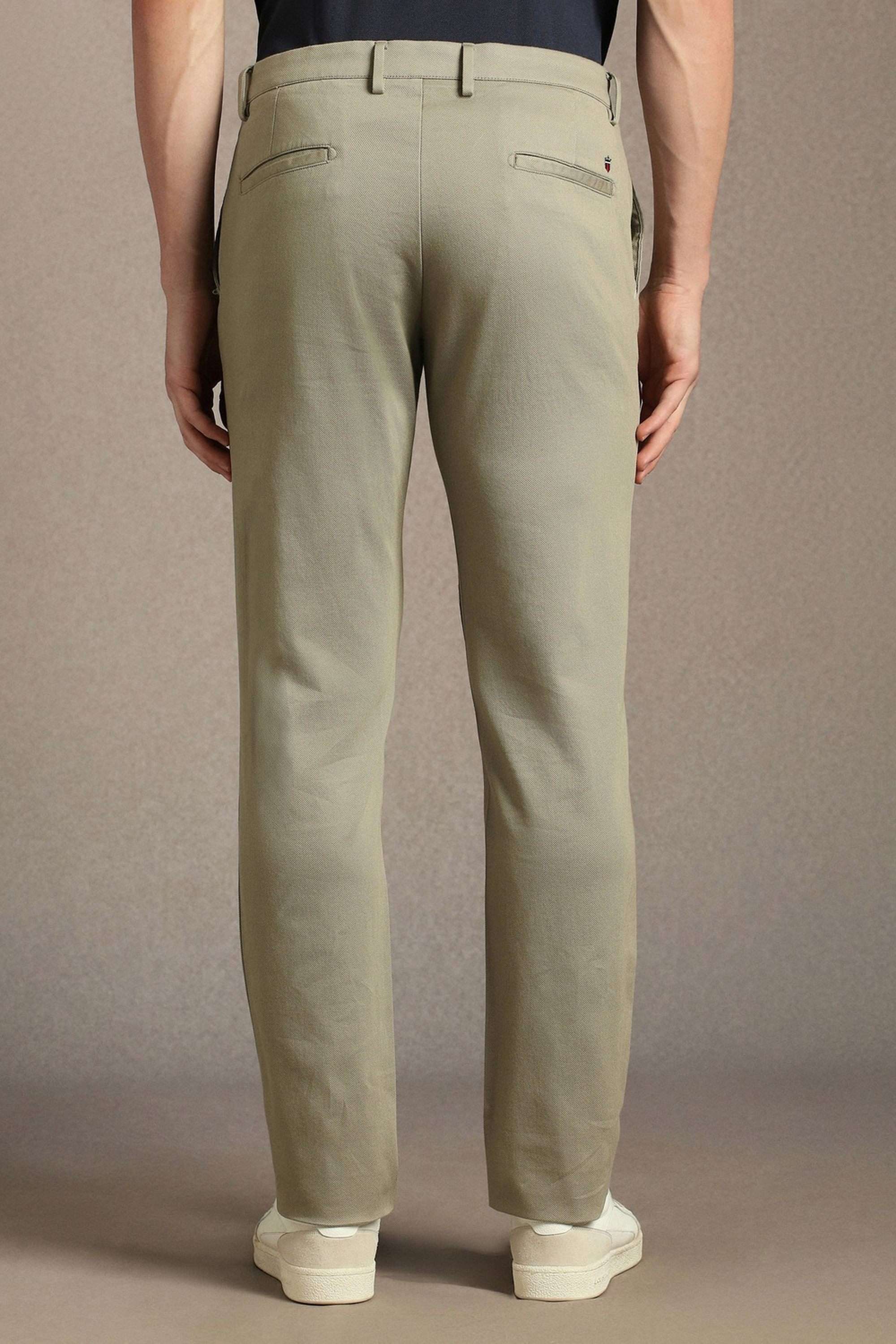 Solid-Cotton-Blend-Tapered-Fit-Men-s-Casual-Trousers
