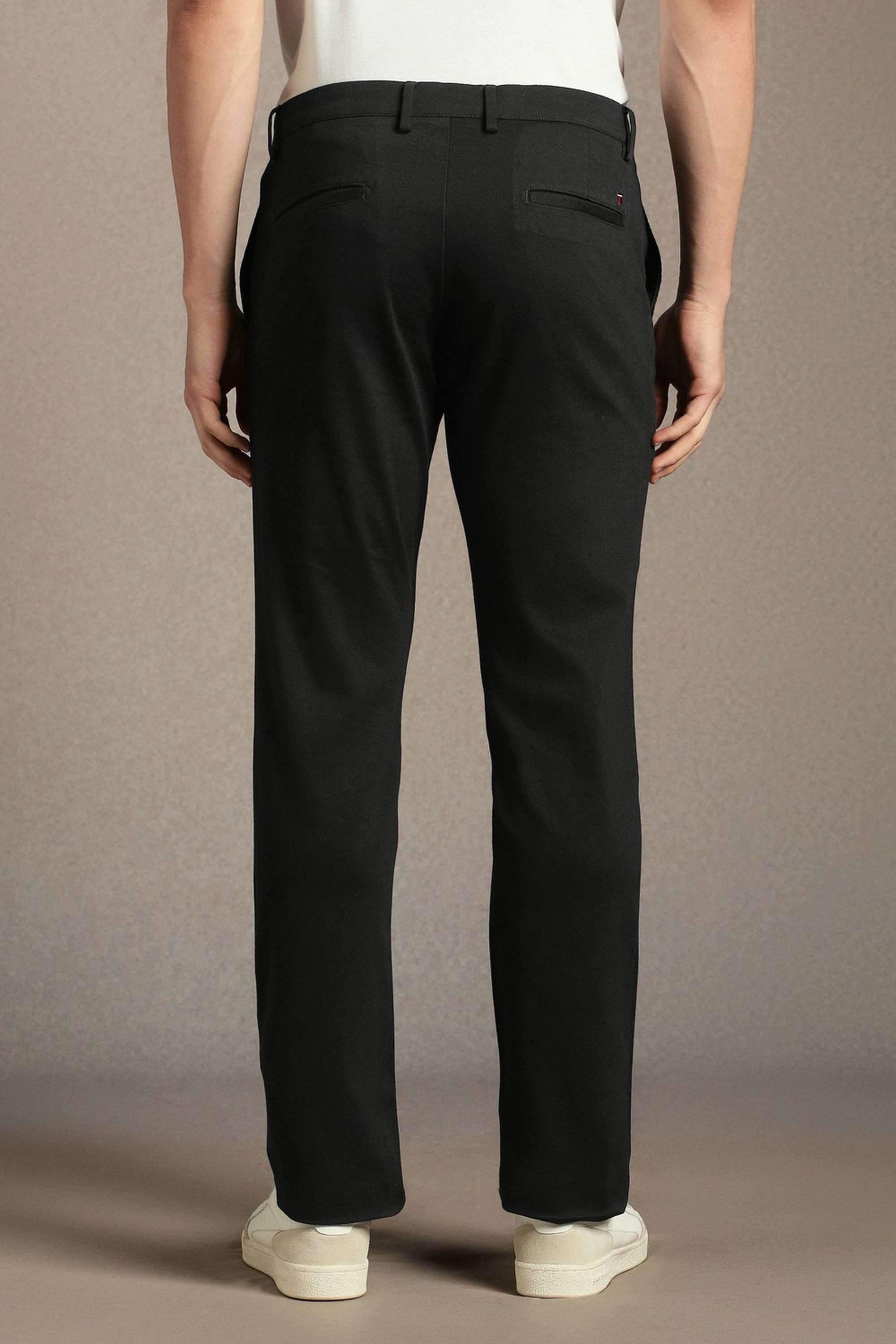 Solid-Cotton-Blend-Tapered-Fit-Men-s-Casual-Trousers