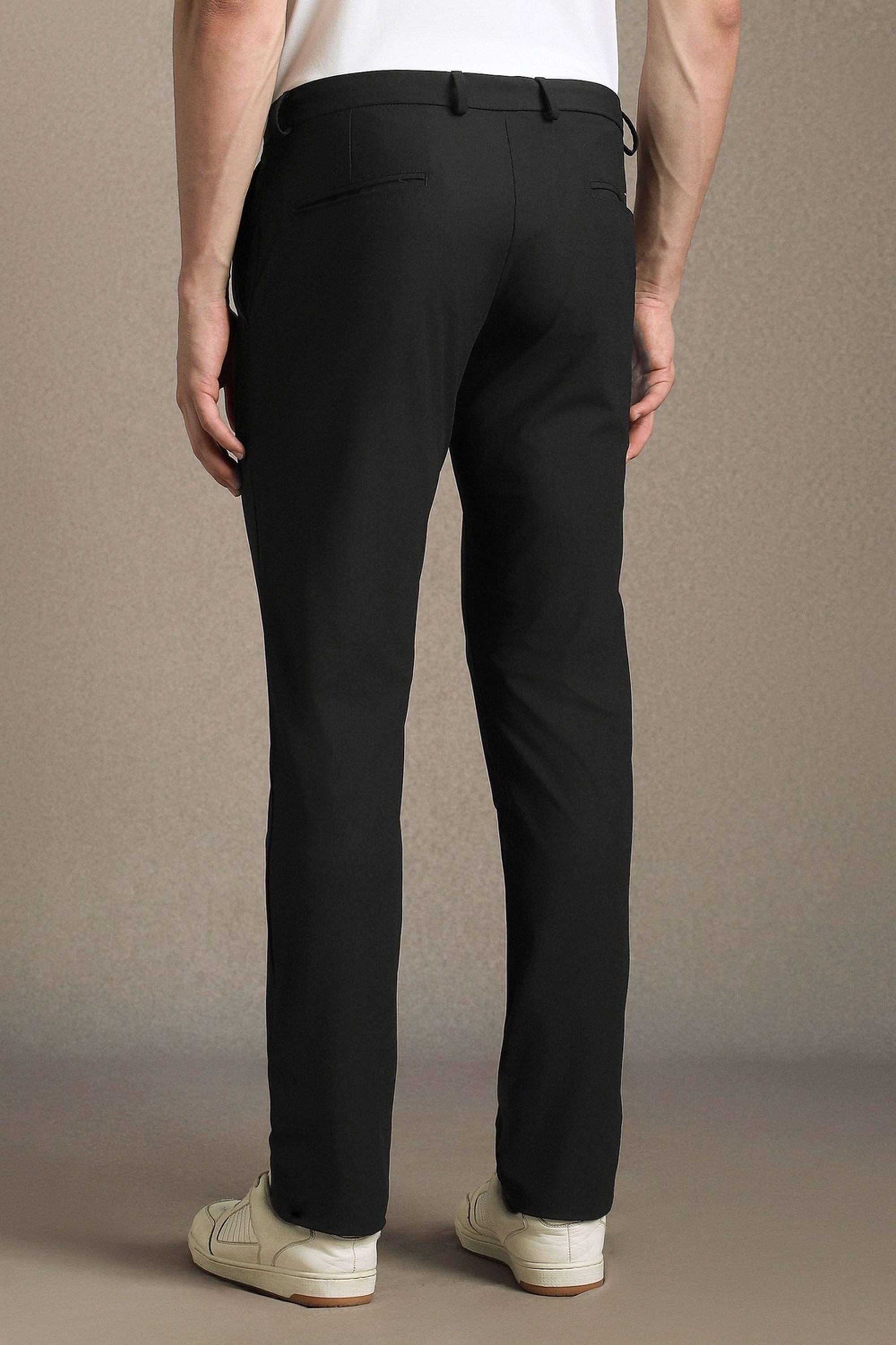 Solid-Polyester-Tapered-Fit-Men-s-Casual-Trousers