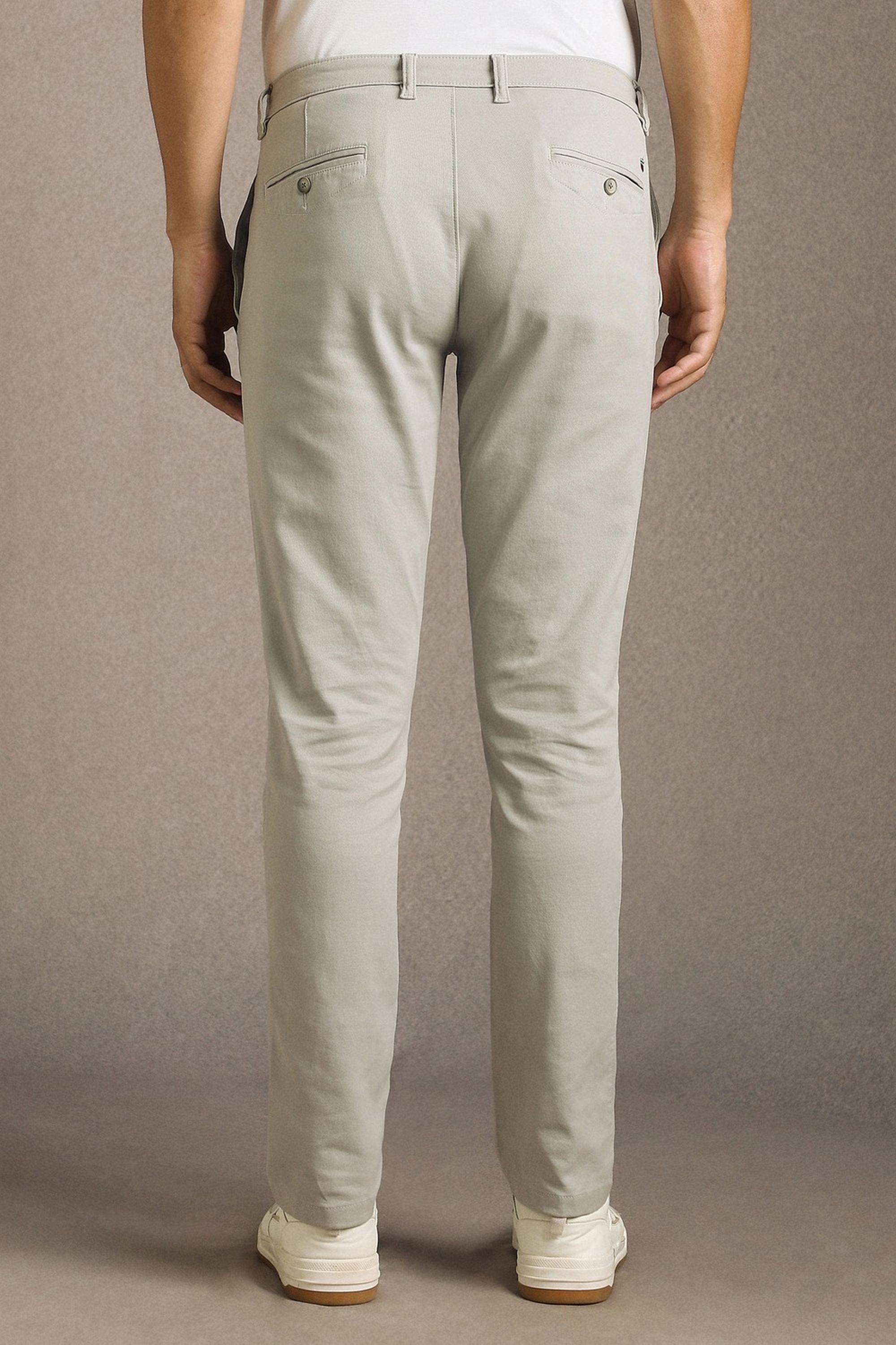 Solid-Cotton-Blend-Tapered-Fit-Men-s-Casual-Trousers