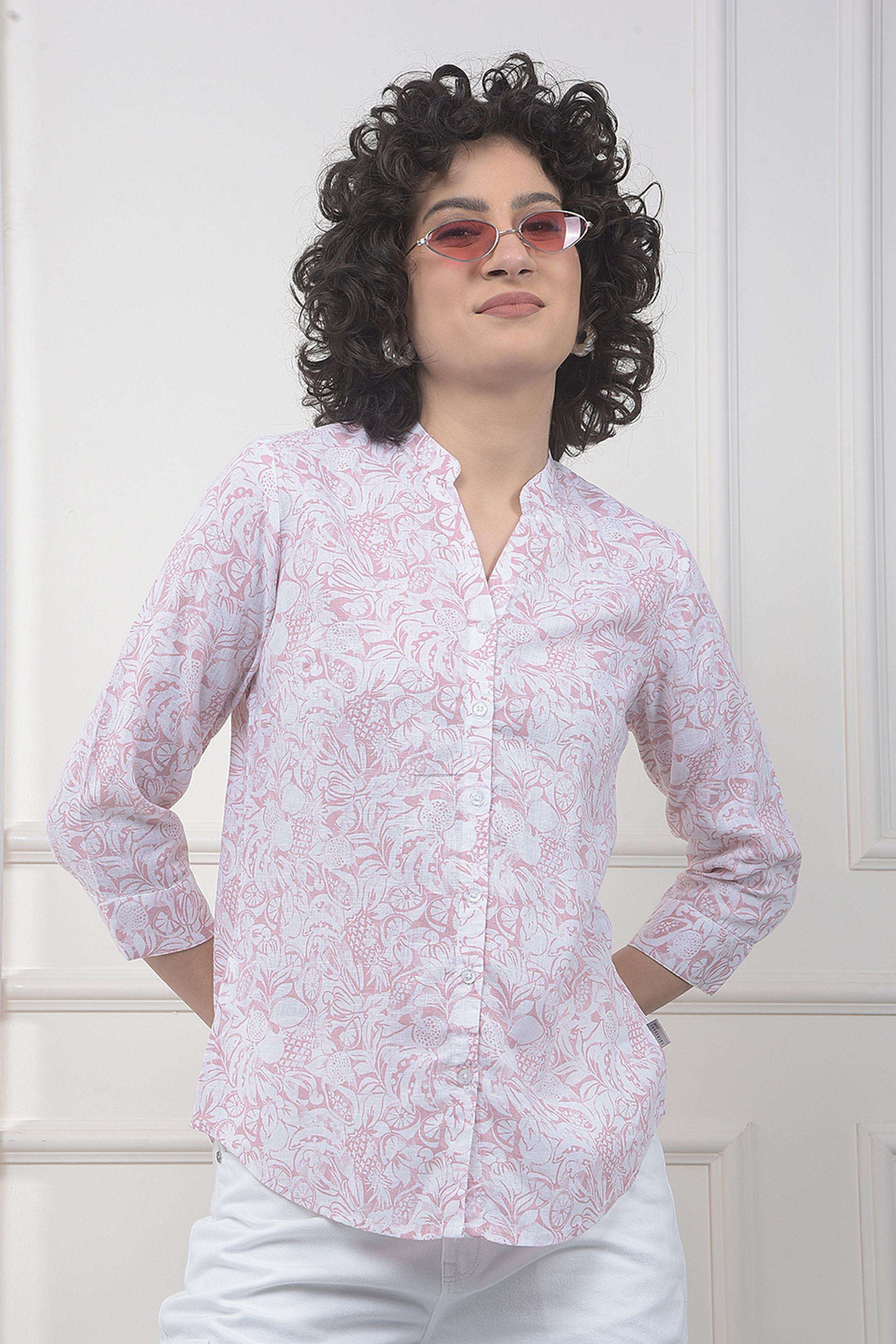 crimsoune club Printed Blended Fabric Round Neck Women's Shirt-picture-39