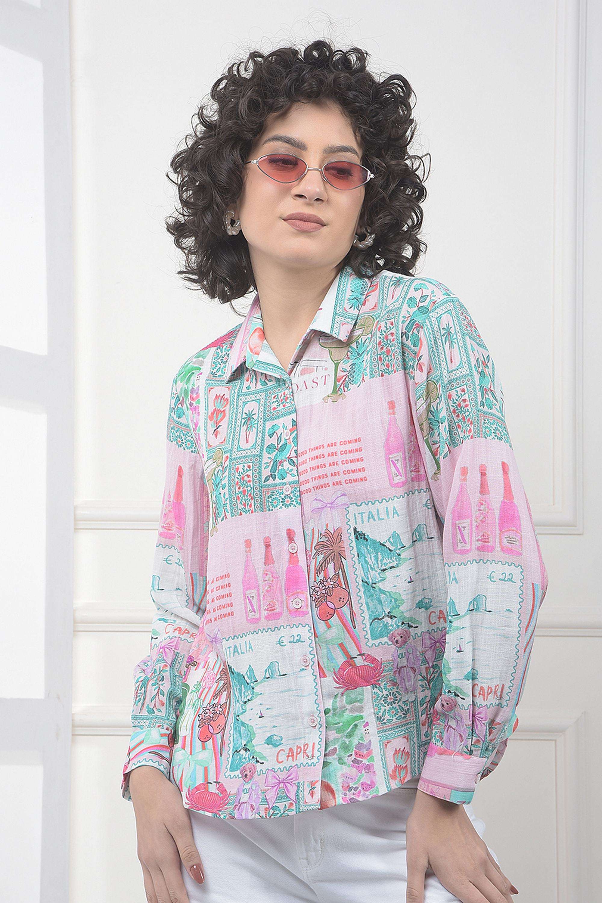 crimsoune club Printed Polyester Collared Women's Shirt-picture-43