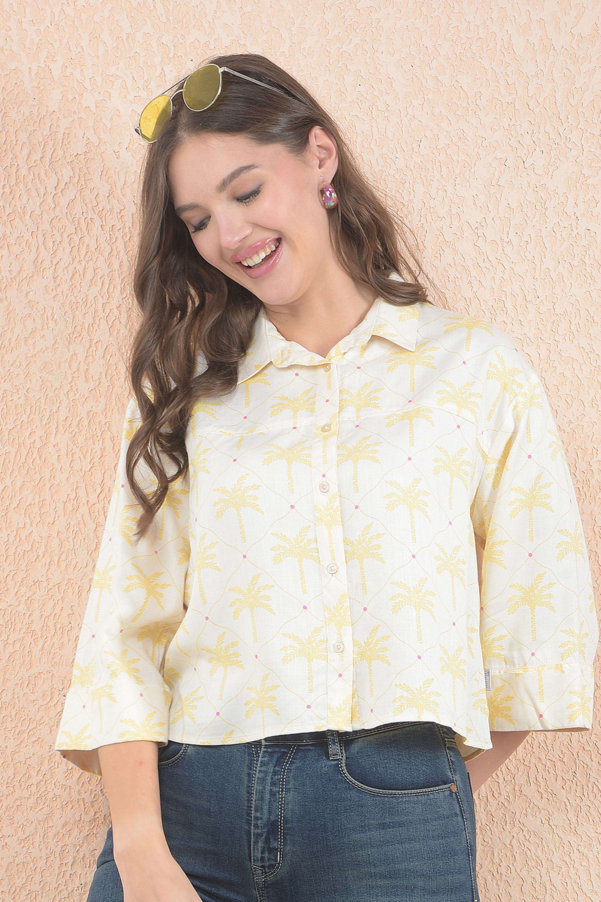 crimsoune club Printed Viscose Collared Women's Shirt-picture-46