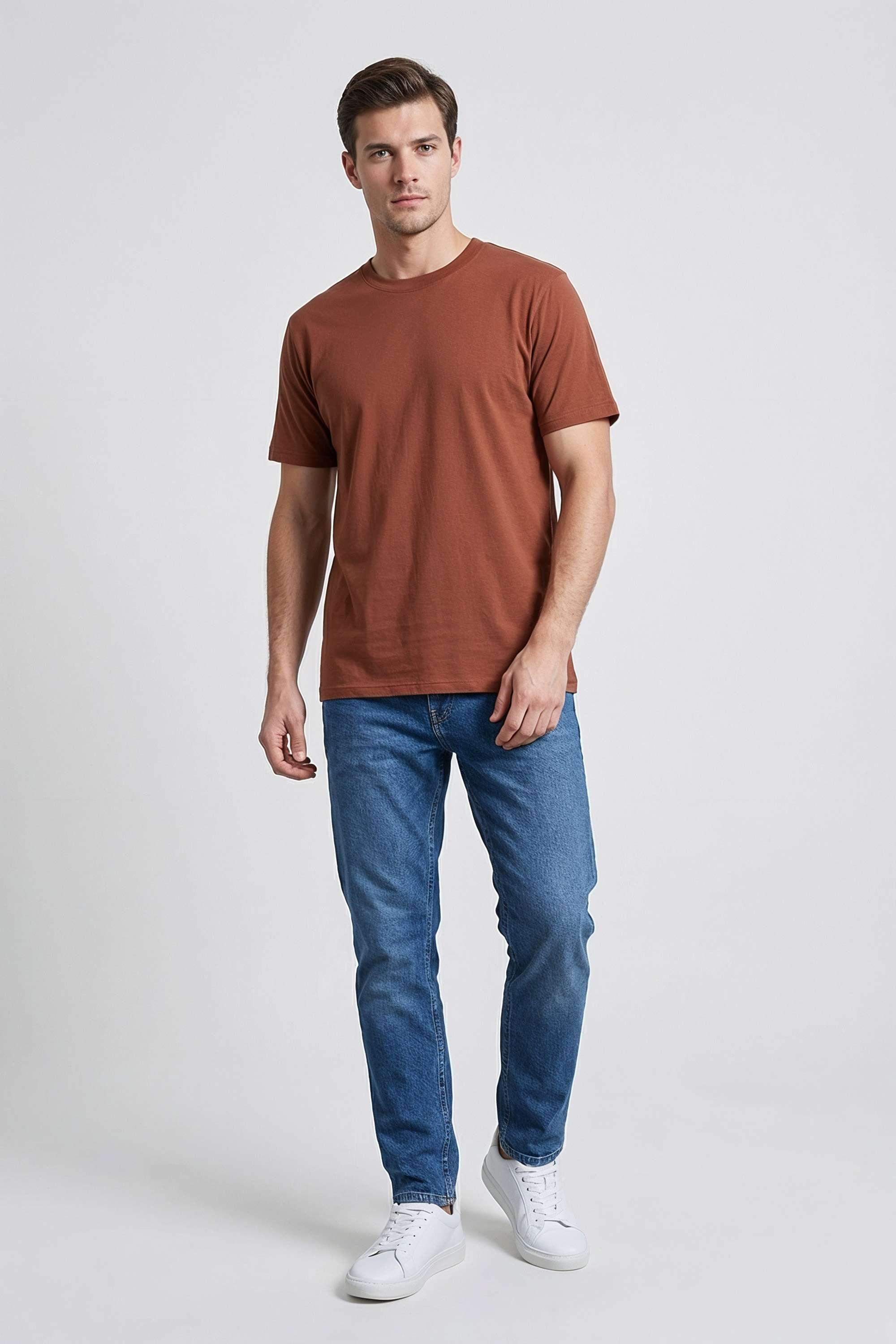 Solid-Blended-Fabric-Regular-Fit-Men-s-T-Shirt