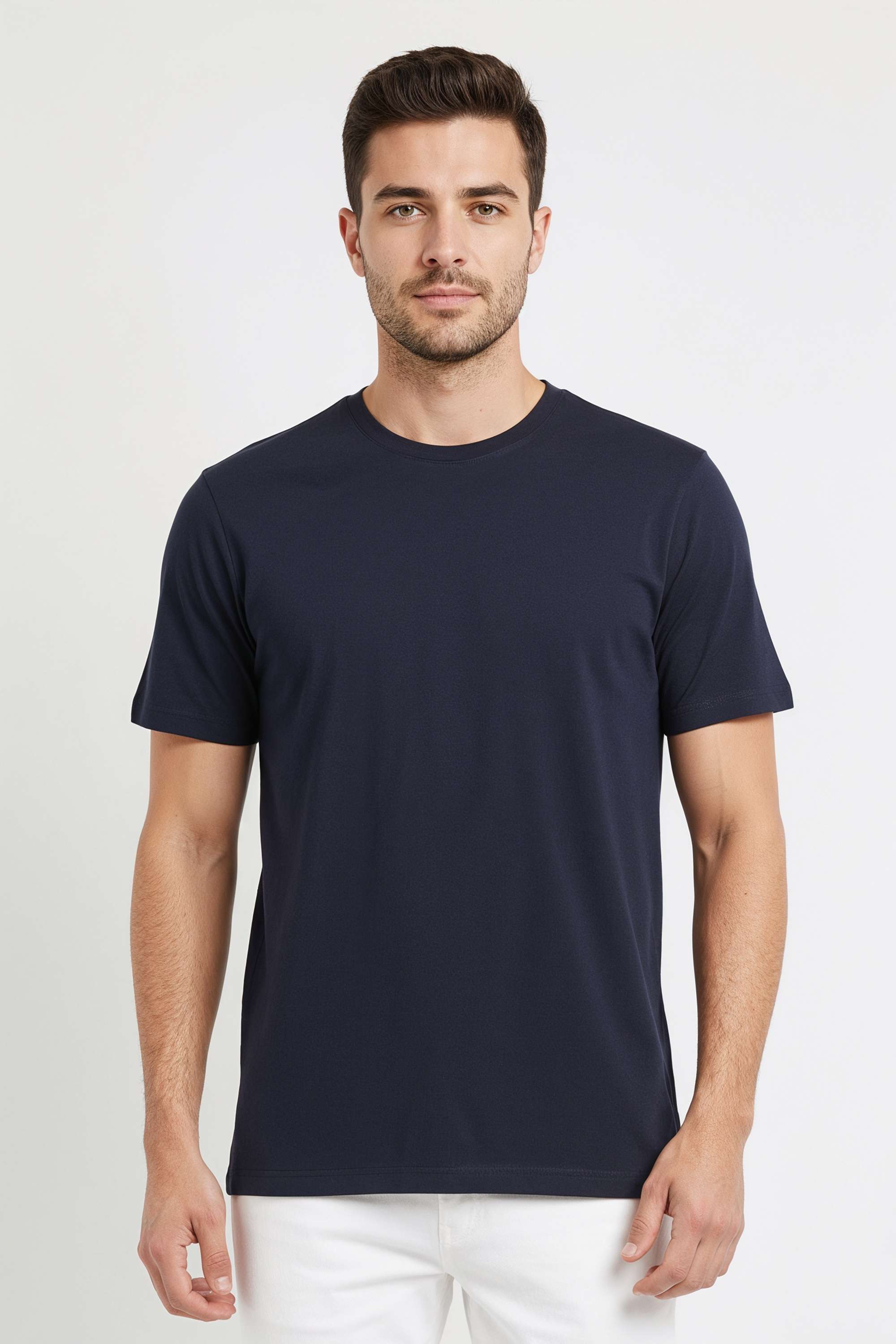 Solid-Cotton-Round-Neck-Men-s-T-Shirt