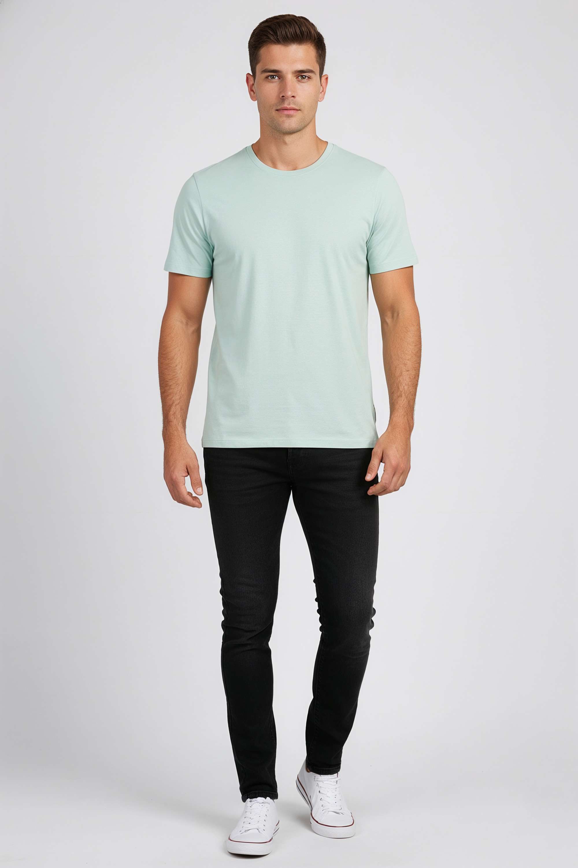 Solid-Blended-Fabric-Regular-Fit-Men-s-T-Shirt