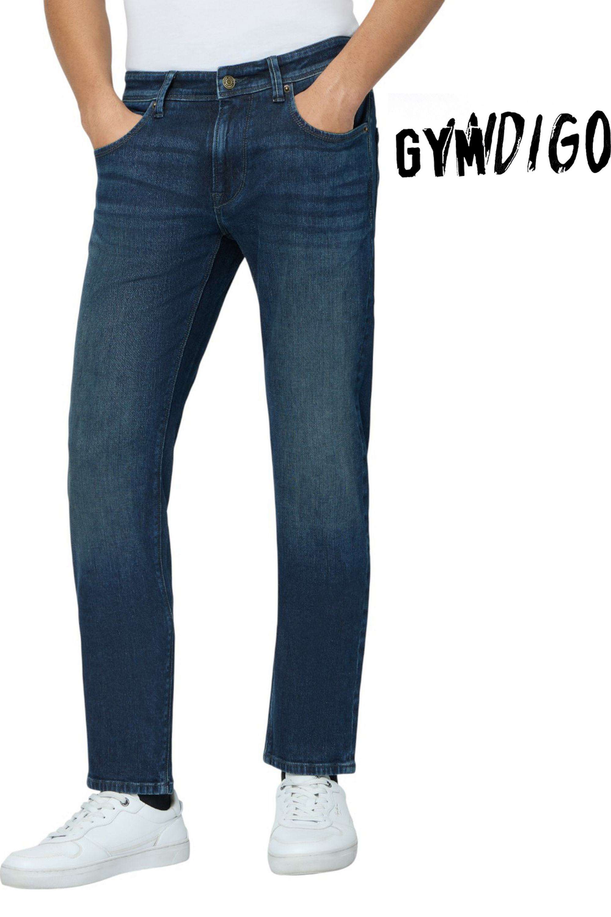Solid-Polyester-Cotton-Straight-Fit-Men-s-Jeans