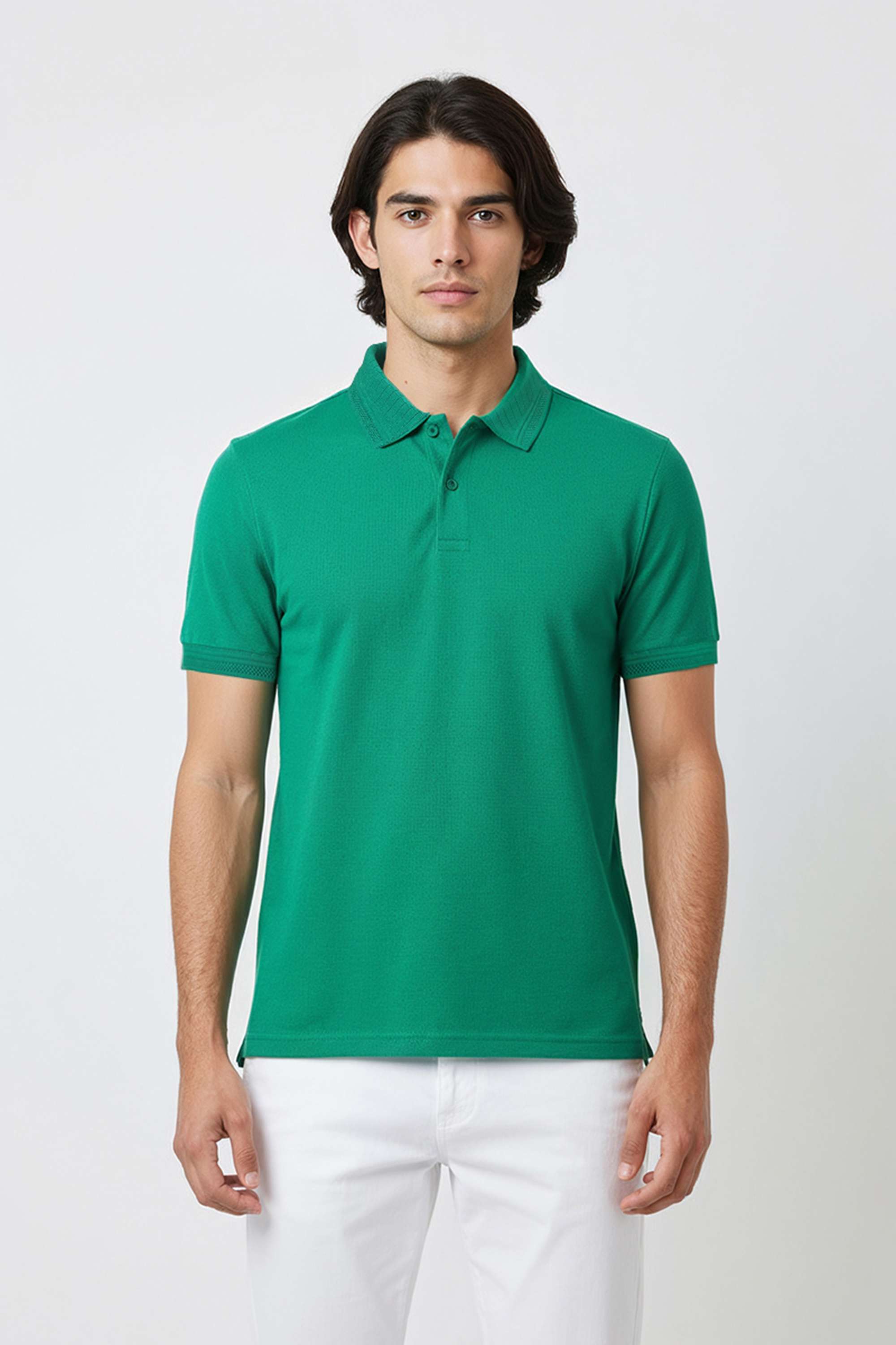 Solid-Blended-Fabric-Polo-Men-s-T-Shirt