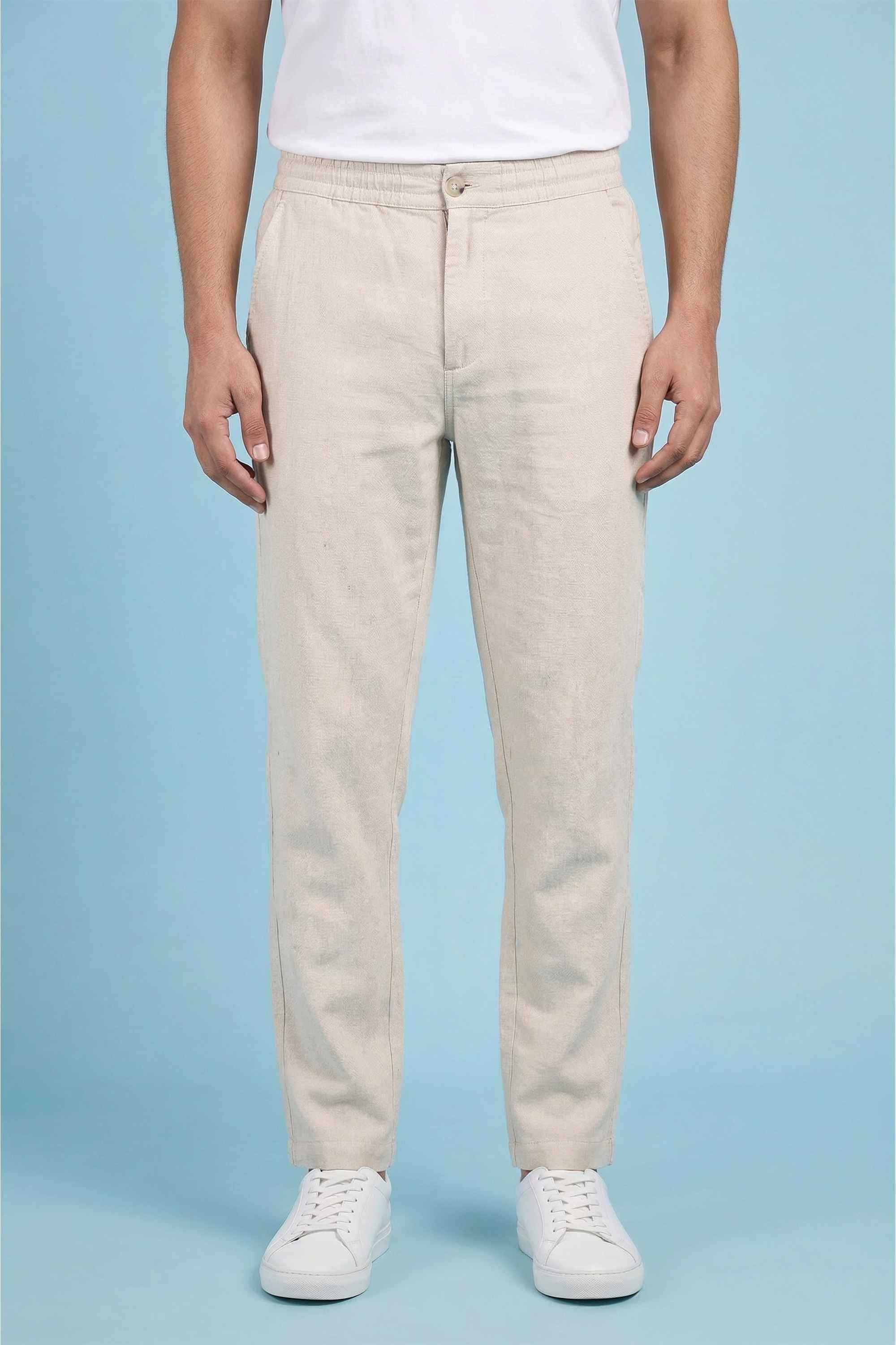 Solid-Blended-Fabric-Relaxed-Fit-Men-s-Trousers