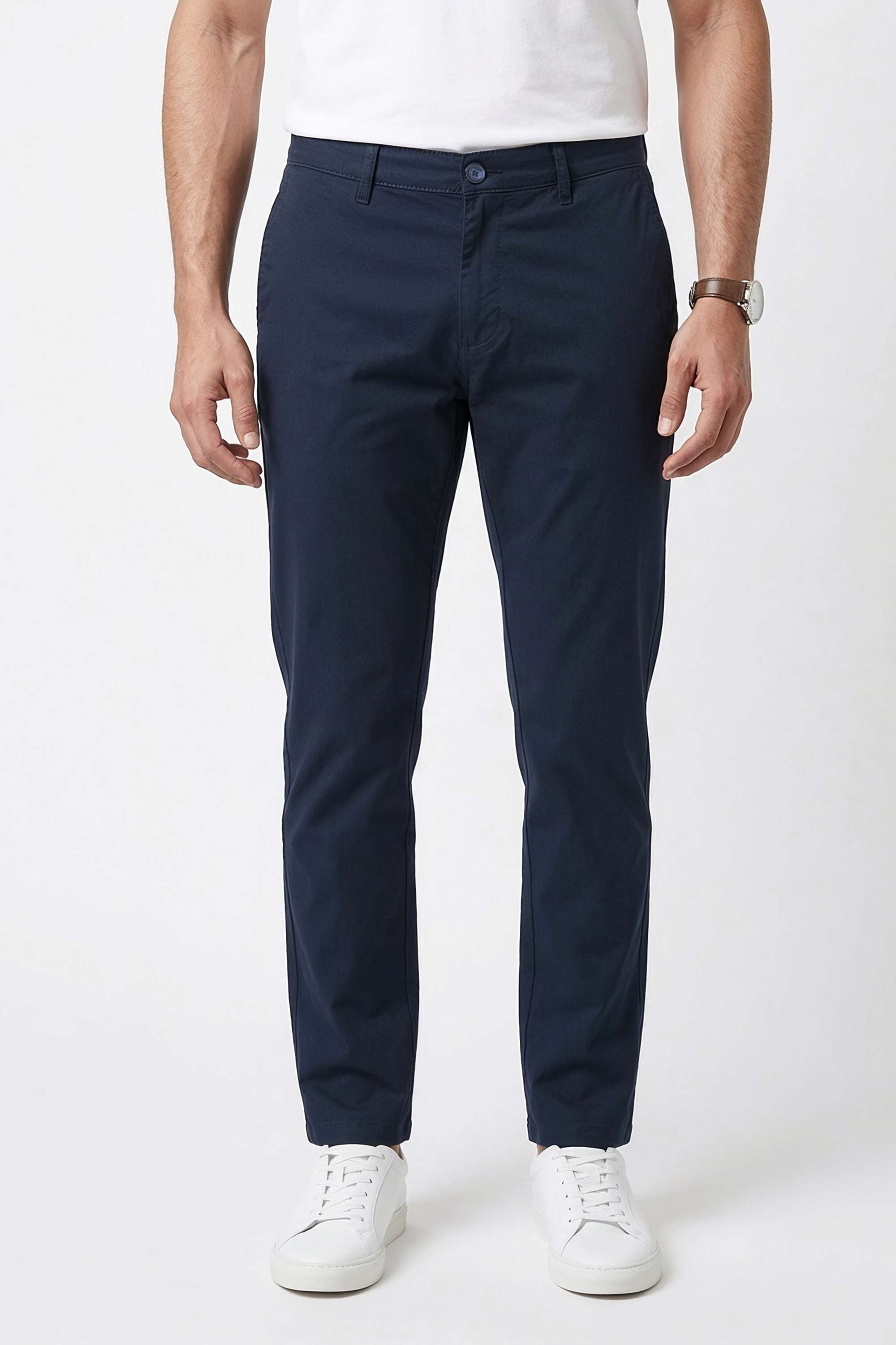 Solid-Cotton-Blend-Regular-Fit-Men-s-Casual-Wear-Trousers