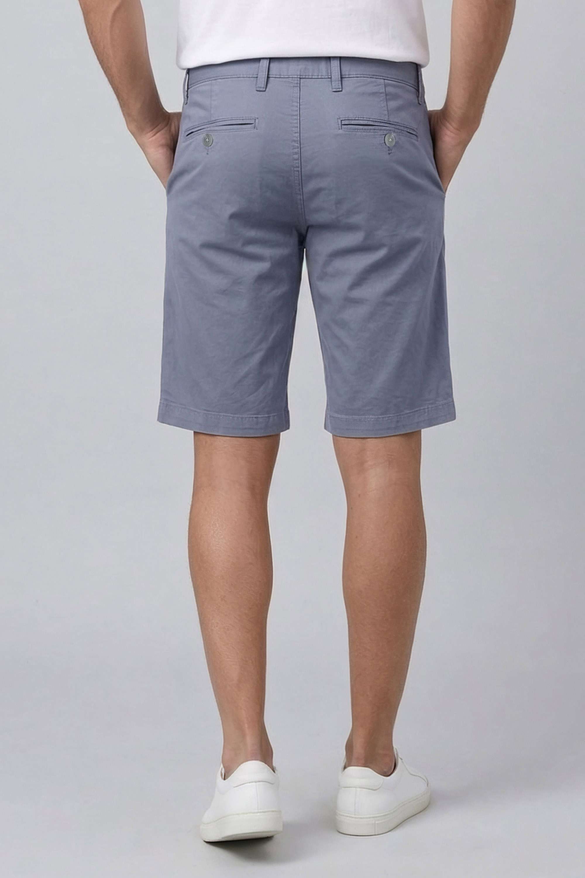Solid-Cotton-Blend-Button-Men-s-Shorts