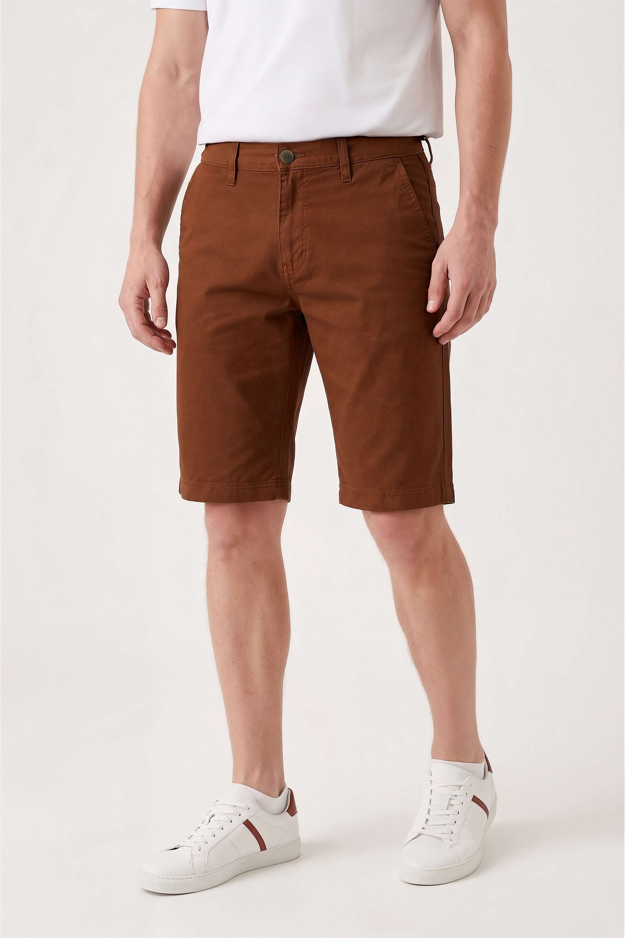 Solid-Cotton-Blend-Button-Men-Shorts