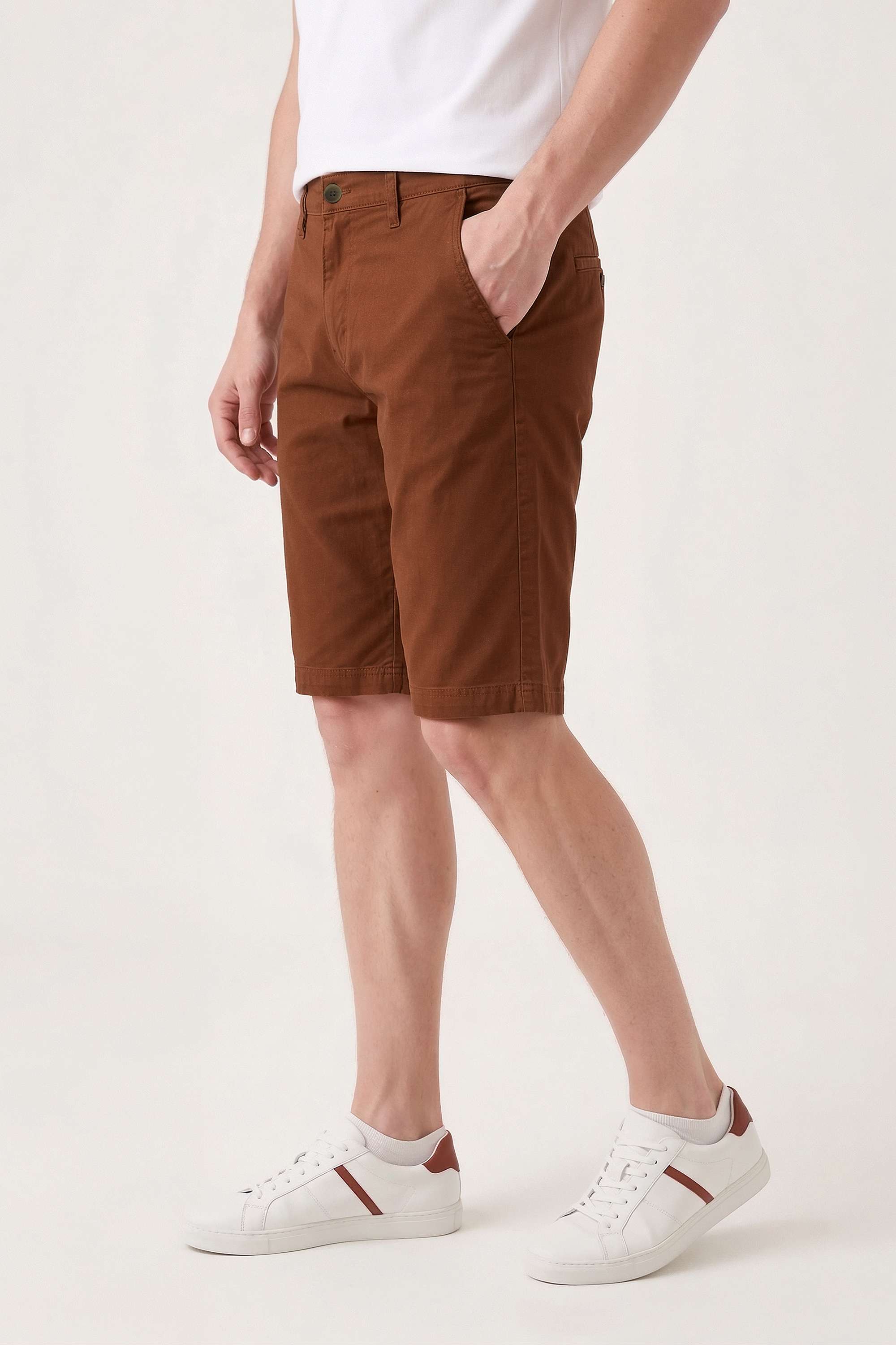 Solid-Cotton-Blend-Button-Men-Shorts