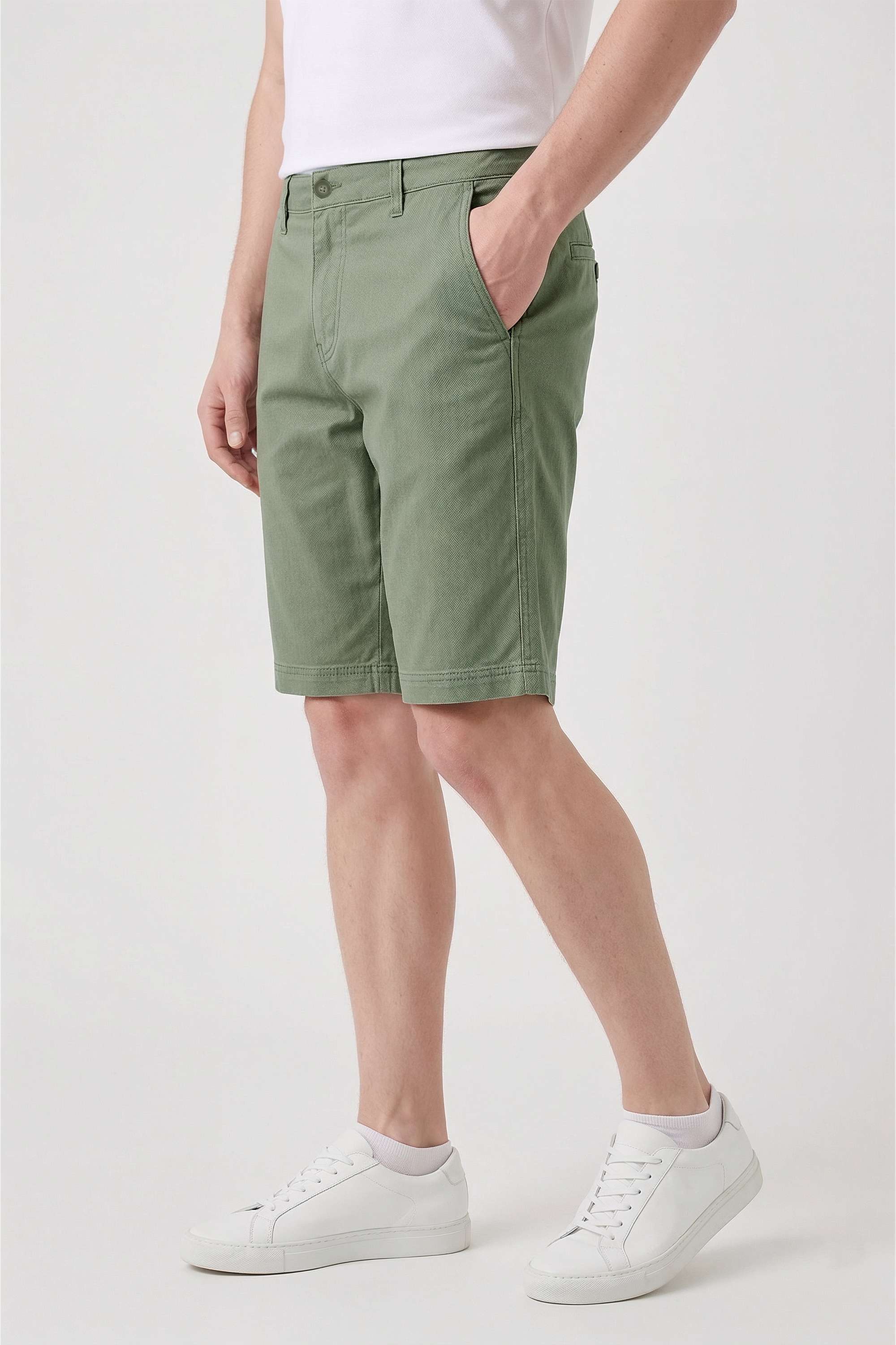 Solid-Cotton-Blend-Button-Men-Shorts