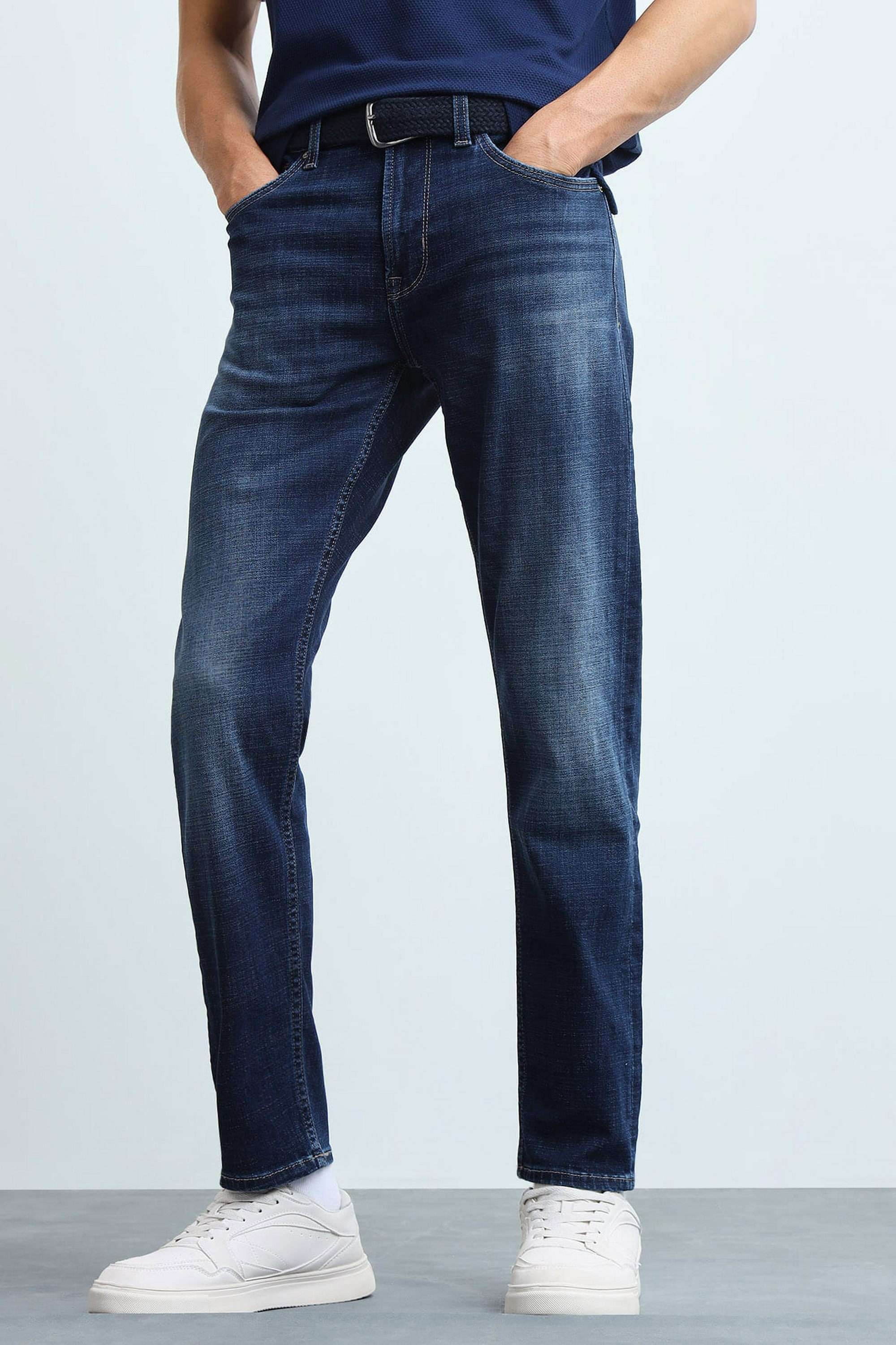 Knitted-Poly-Cotton-Tapered-Fit-Men-s-Jeans