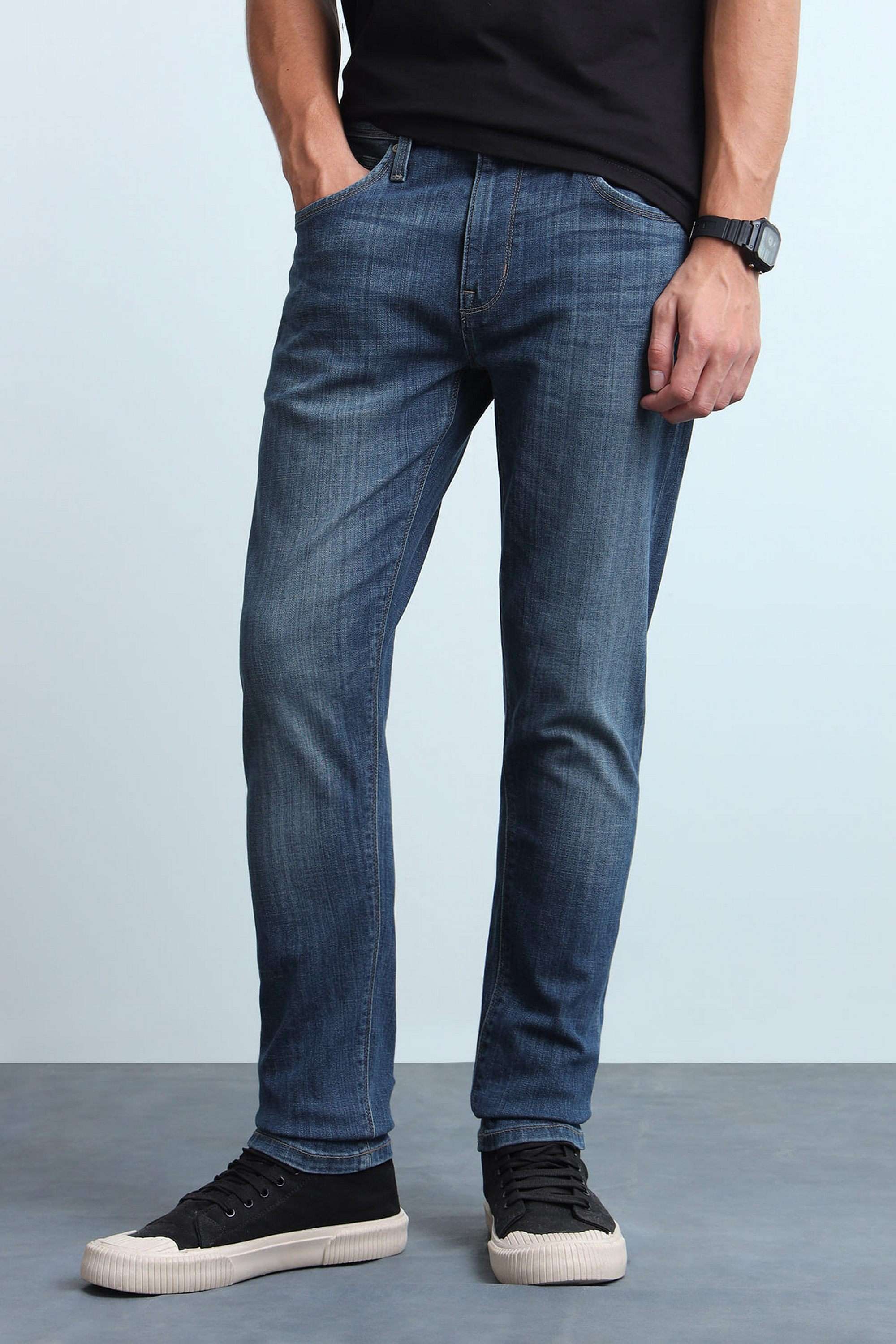 Knitted-Poly-Cotton-Tapered-Fit-Men-s-Jeans