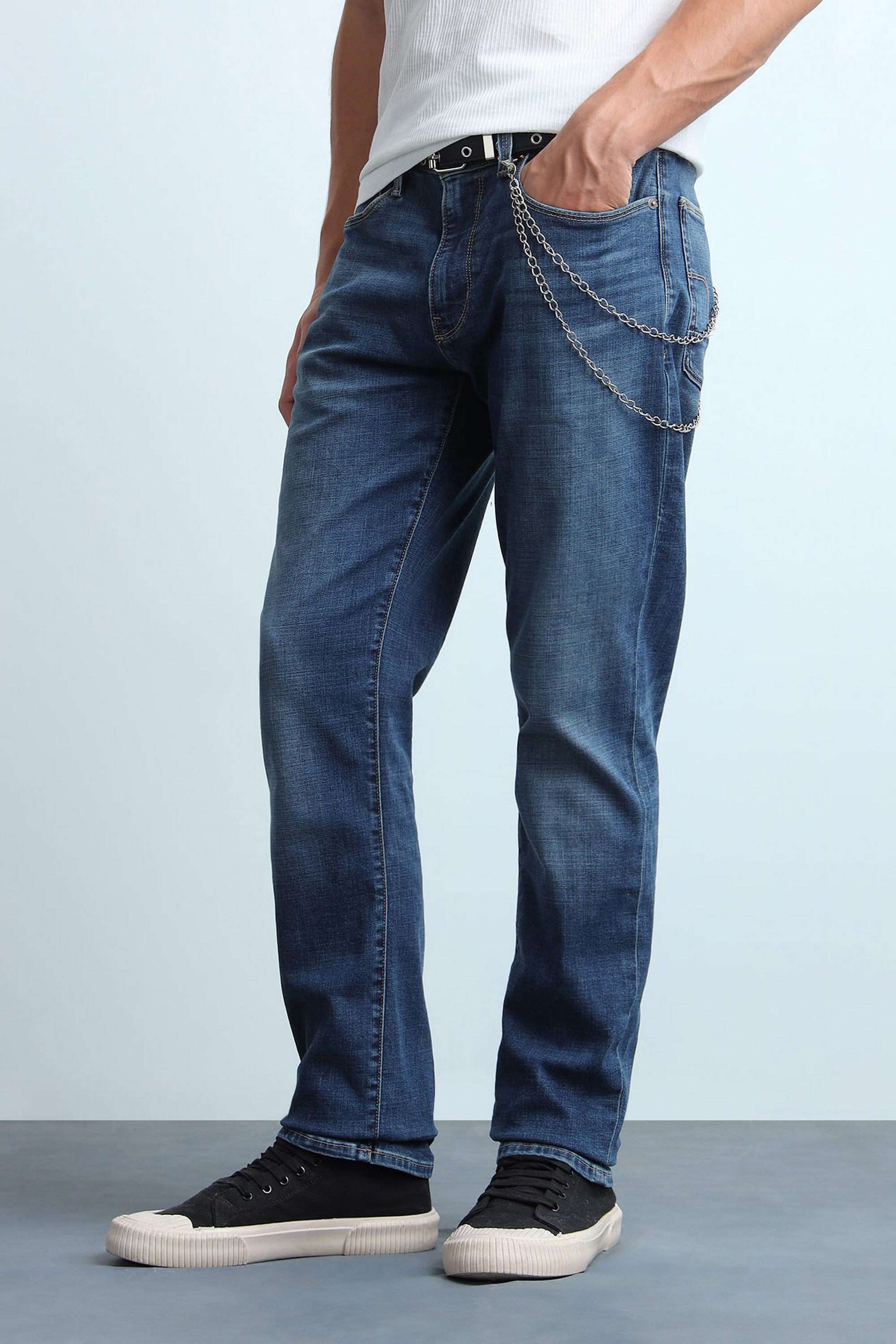 Solid-Cotton-Tapered-Fit-Men-s-Jeans