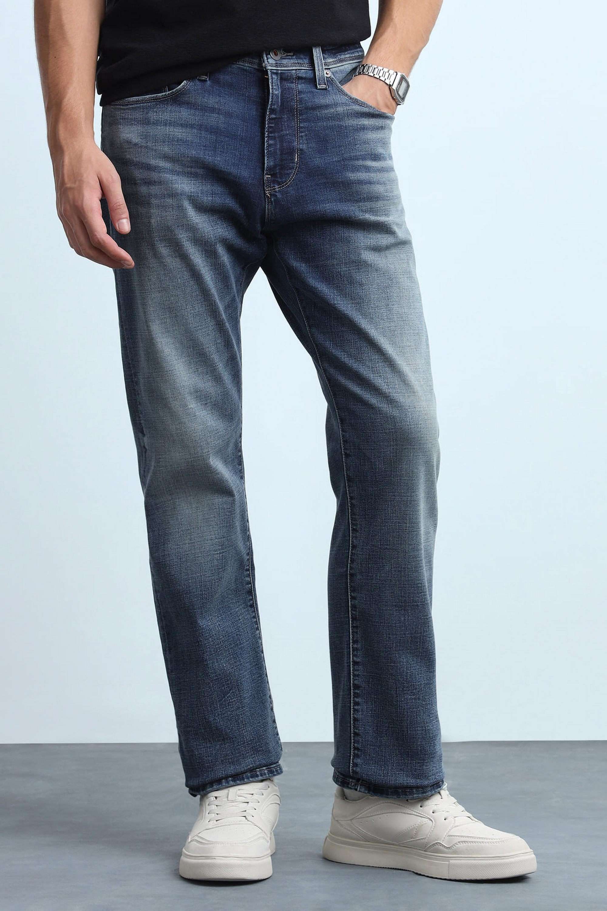 Solid-Cotton-Tapered-Fit-Men-s-Jeans