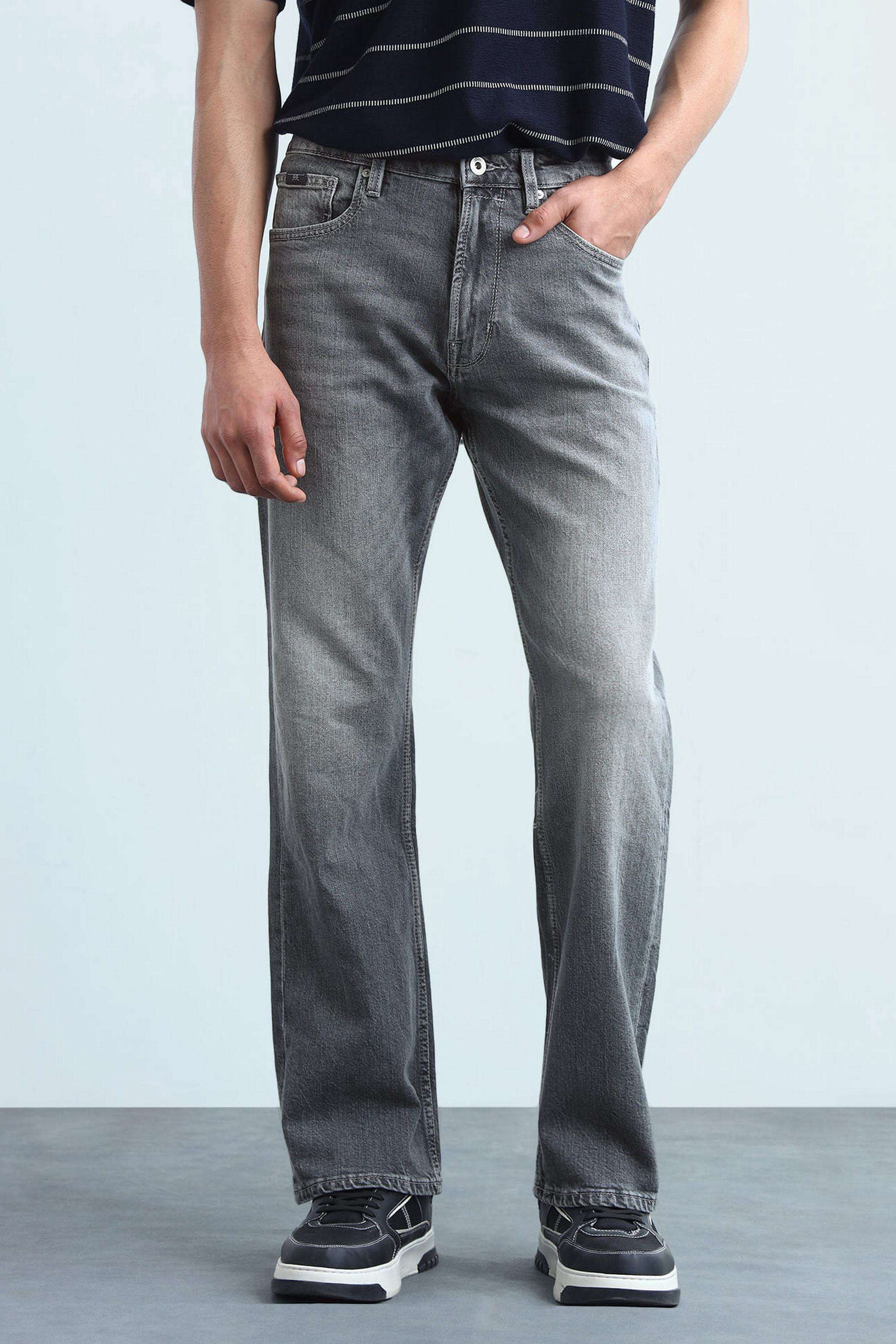 Solid-Cotton-Stretch-Bootcut-Fit-Men-s-Jeans
