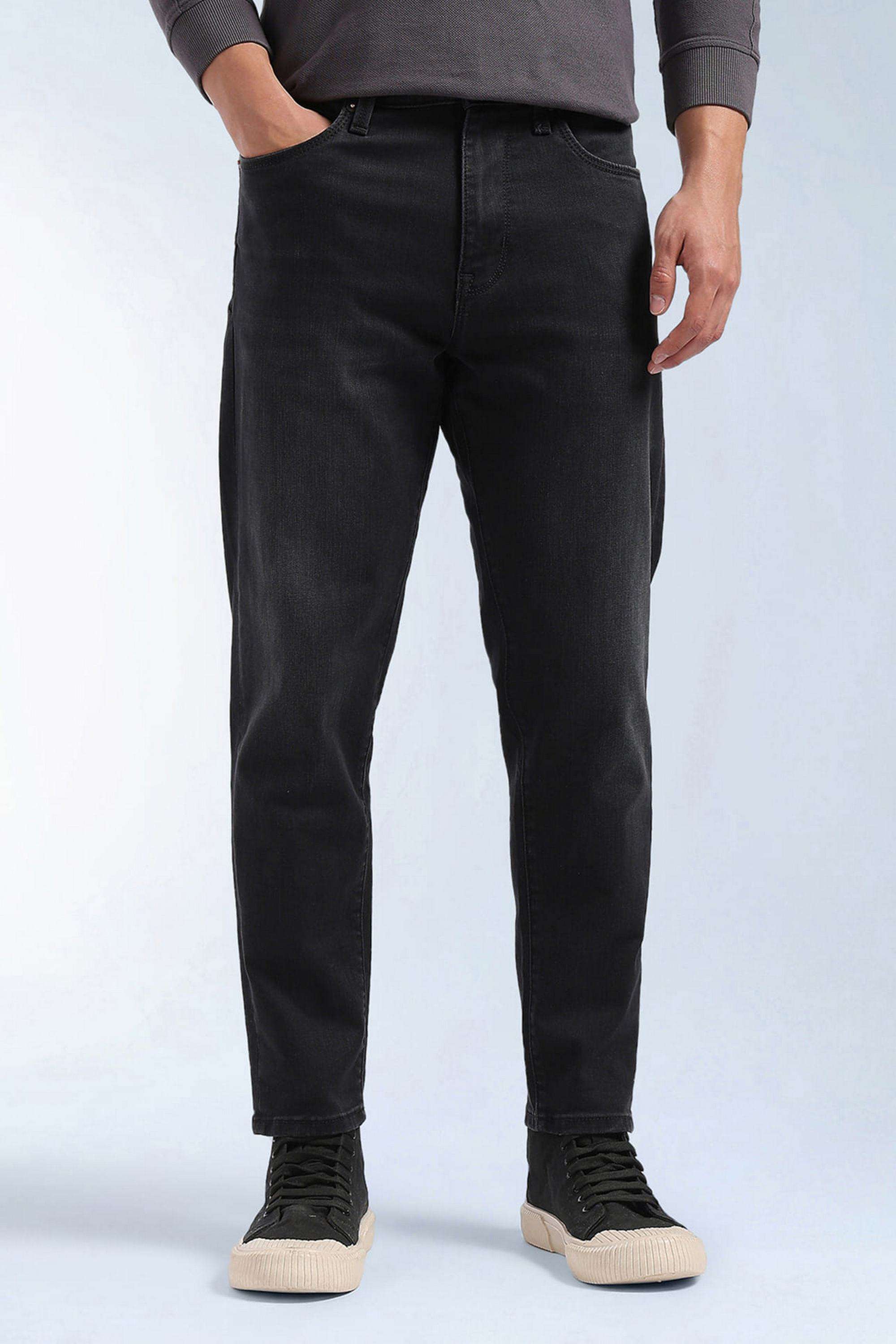 Solid-Cotton-Viscose-Tapered-Fit-Men-s-Jeans